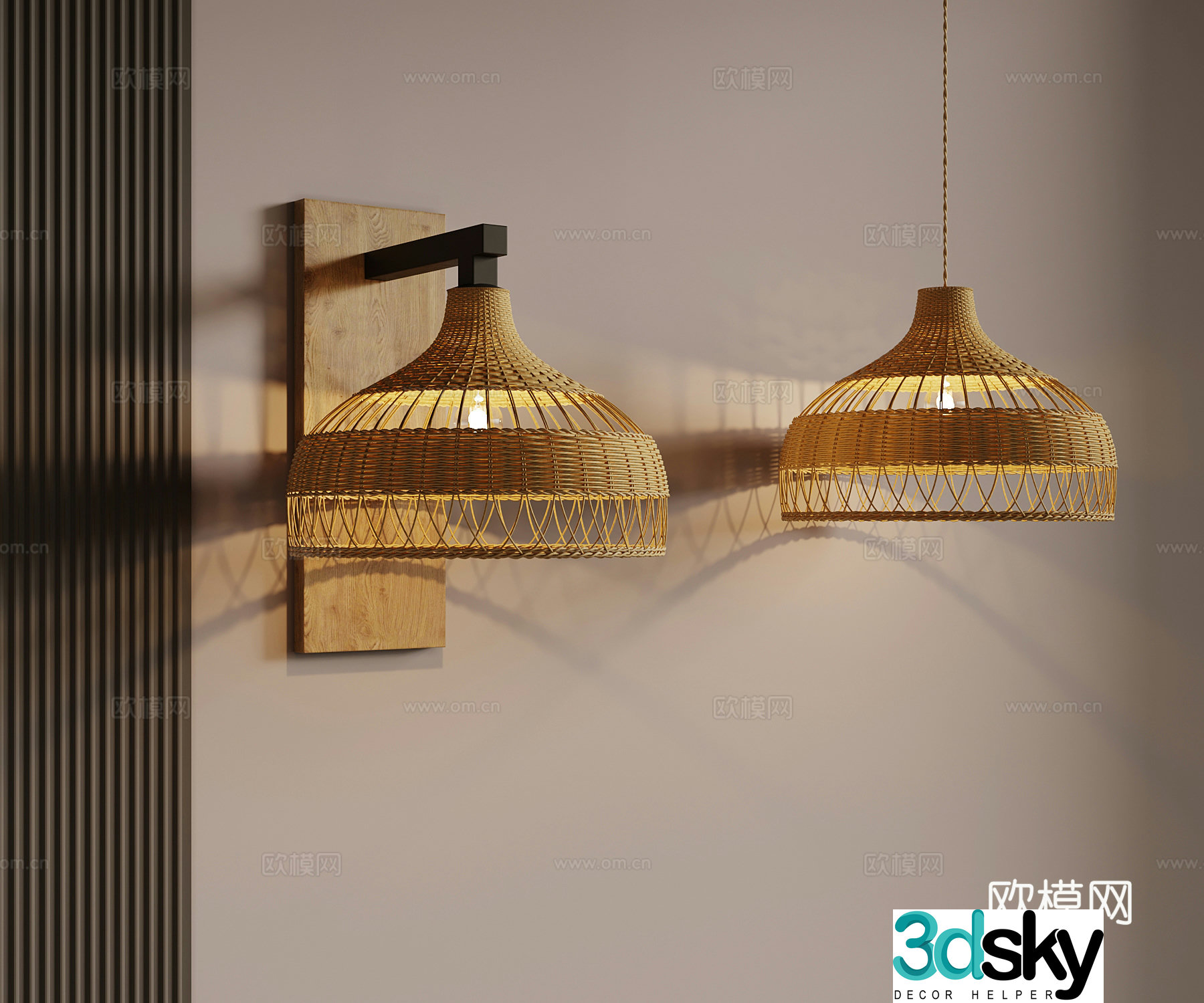 Jijifeng Chandelier Wall lamp Vine weaving lamp 3D model
