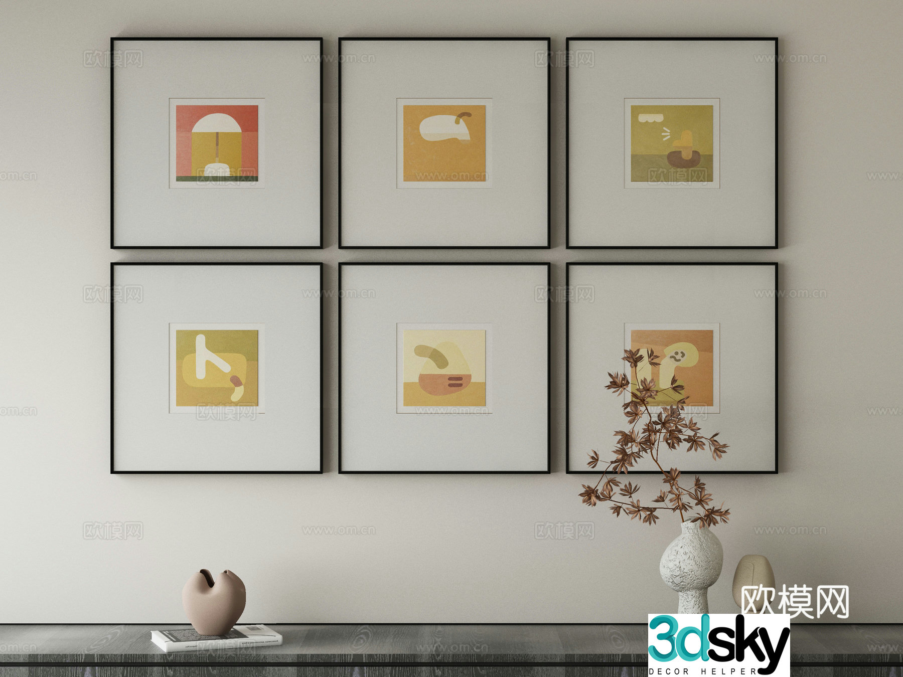 New Chinese style wasabi paintings oil paintings 3D model