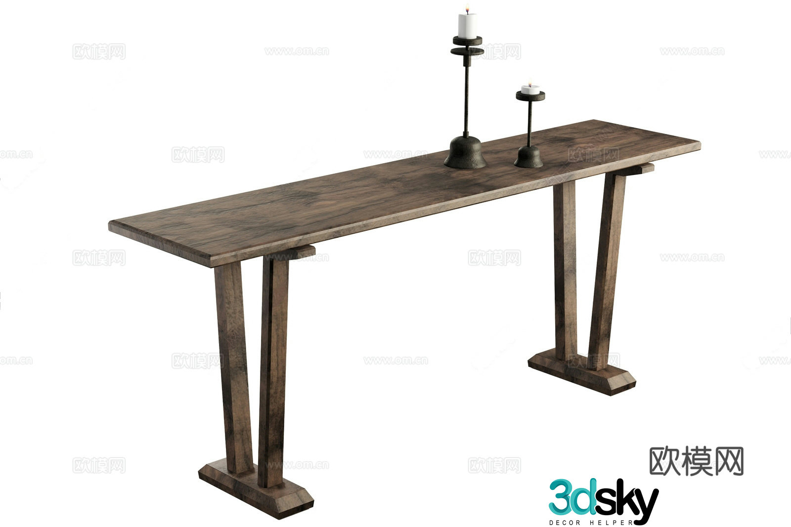 New Chinese style Wasabi Side table entrance table solid wood end view platform side table side table candlestick 3D model