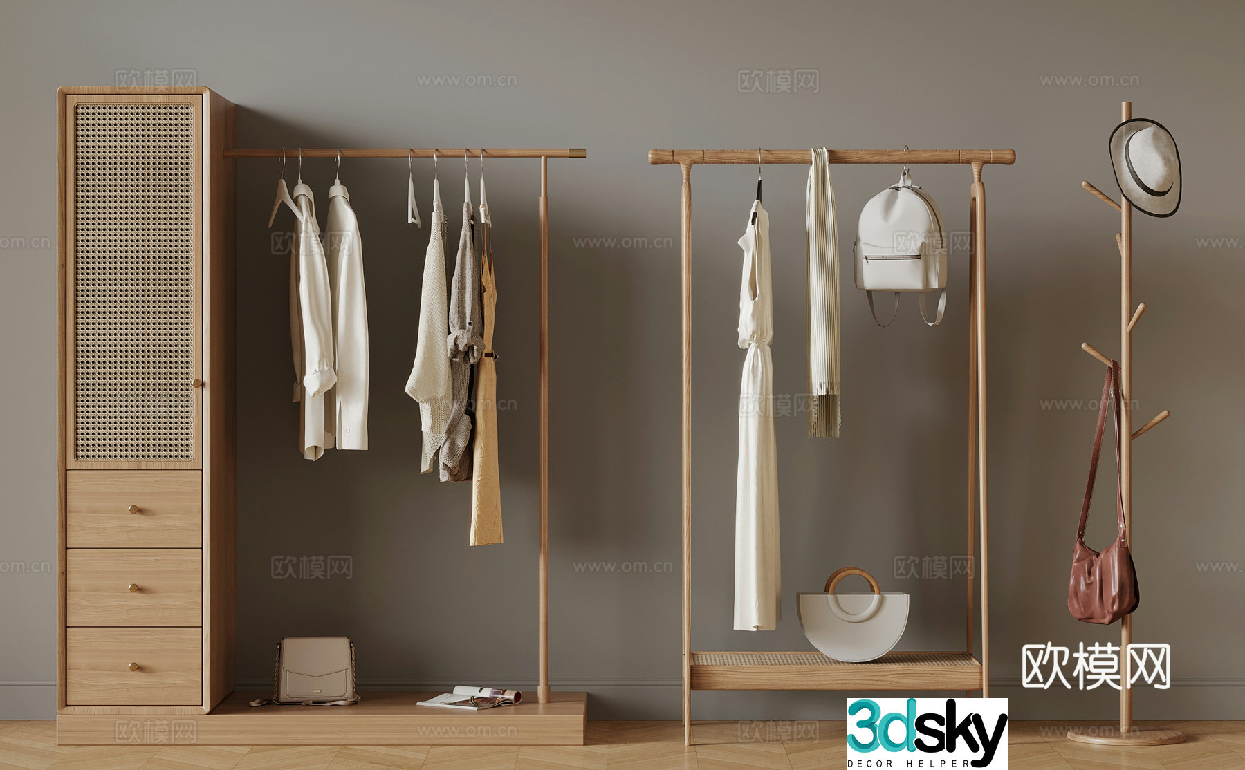 Clothes hanger waiveless clothes hanger wardrobe 3d model