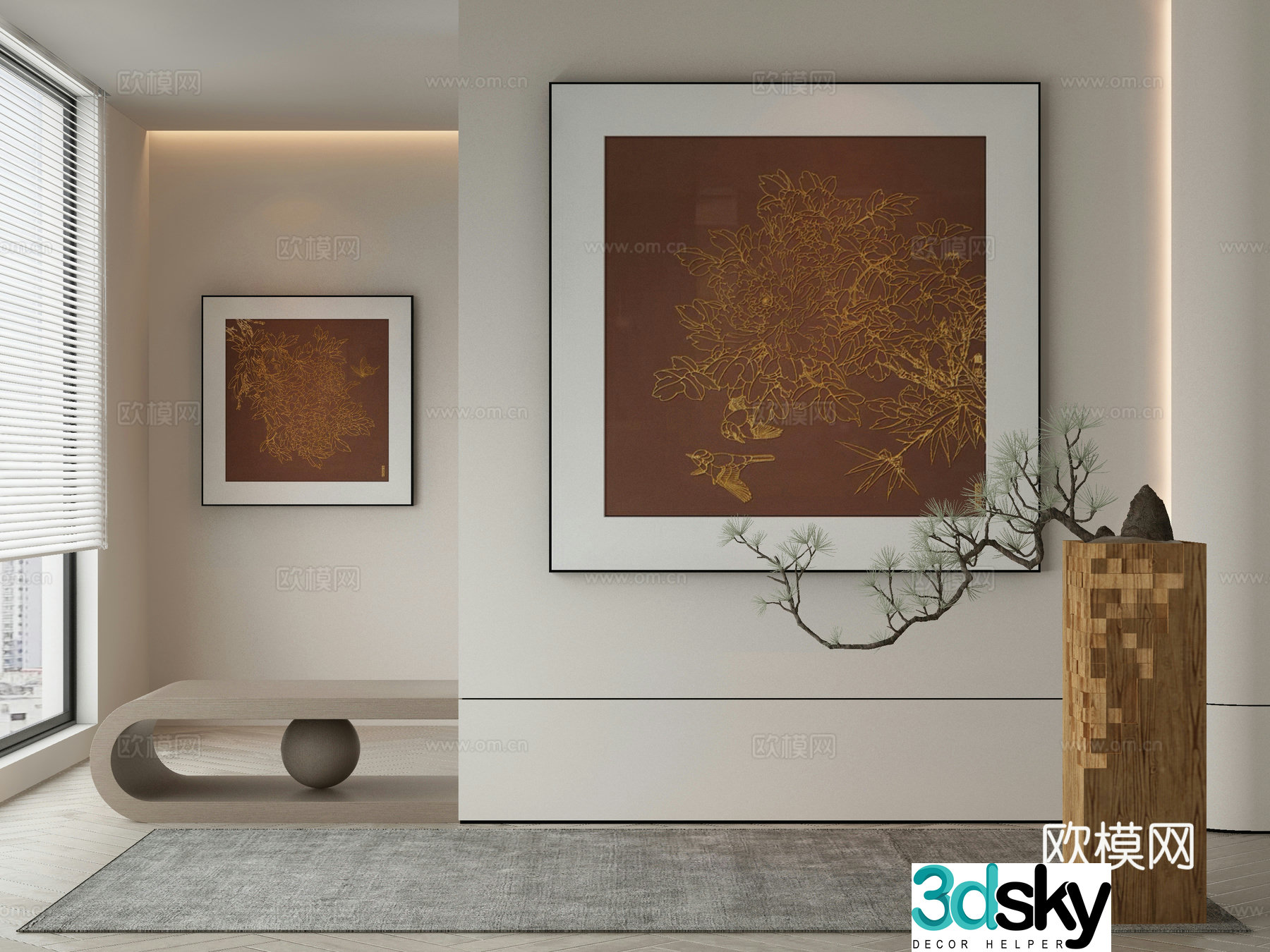 New Chinese style decorative painting 3D model