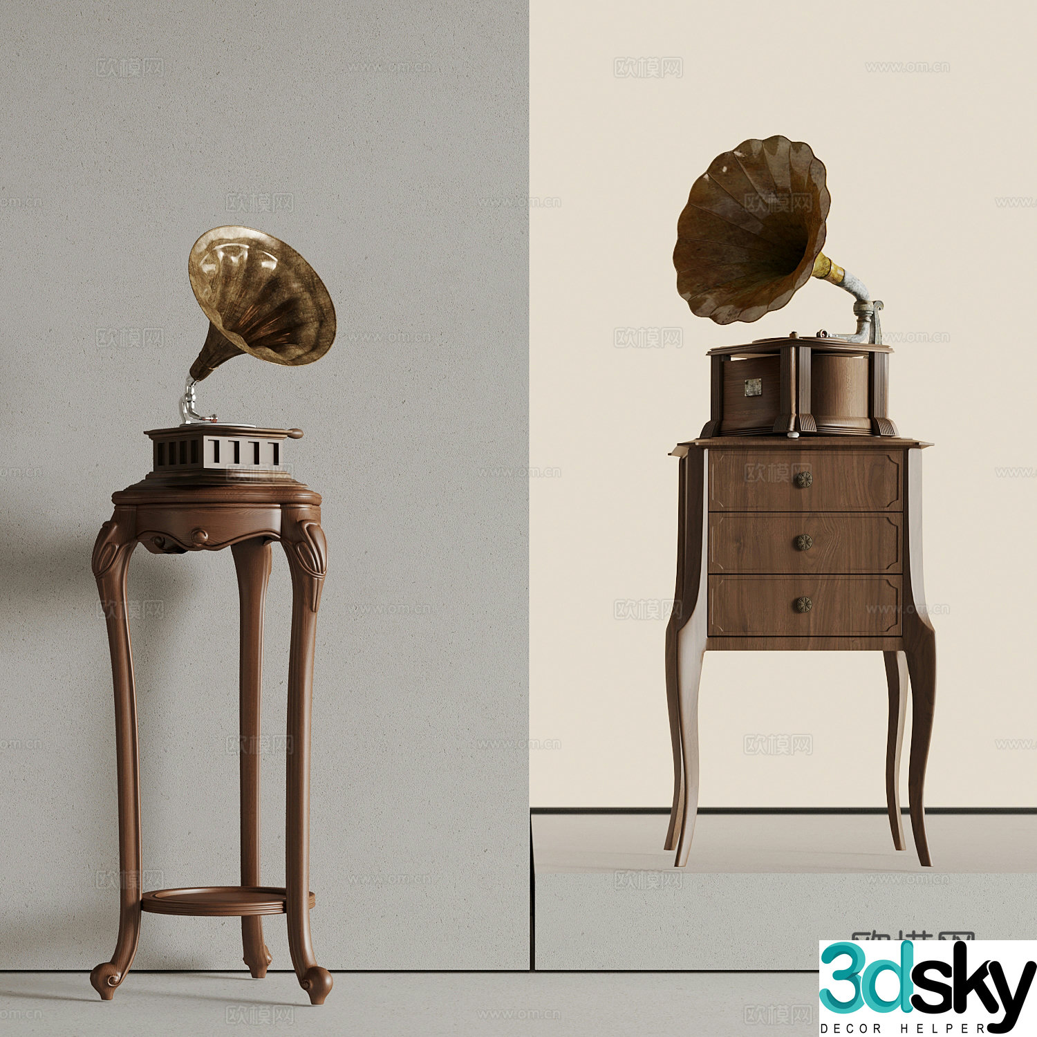 Musical instrument French medieval phonograph audio 3d model