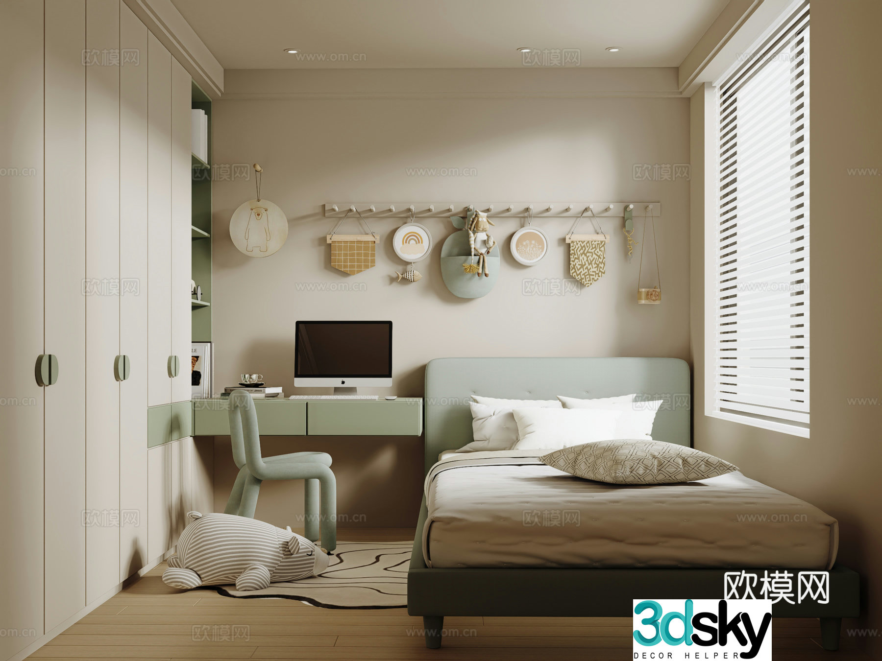 Modern Cream Boy Room Children’s Room 3D Model