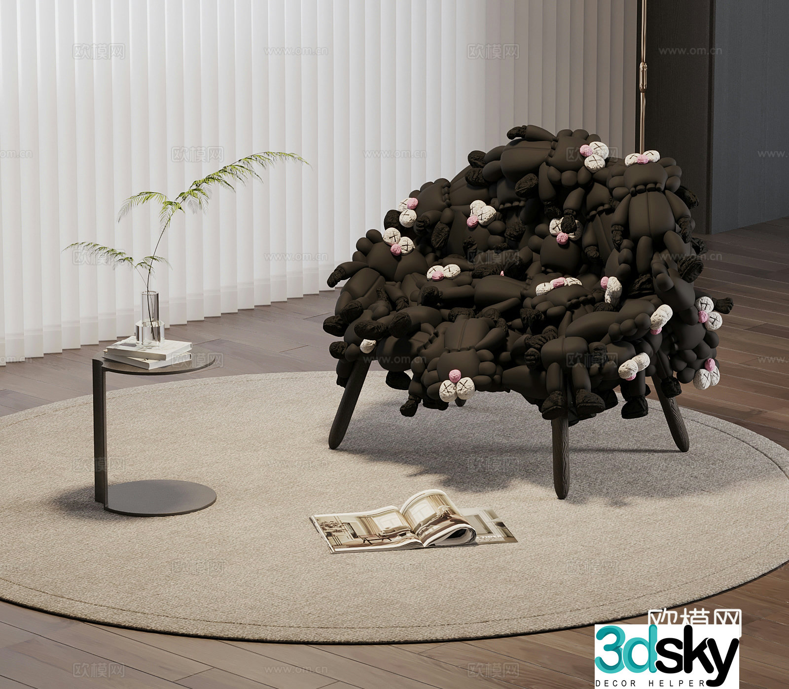 Leisure chair modern trendy toy leisure chair coffee table 3d model