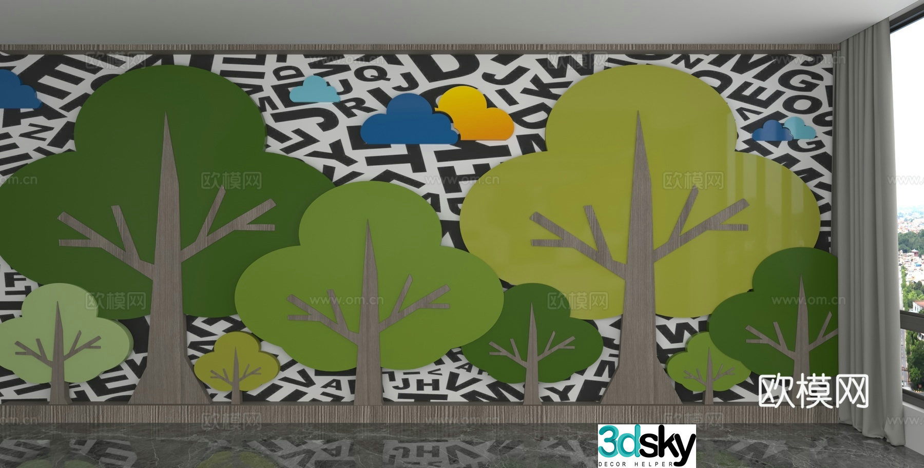 Modern background wall 3d model