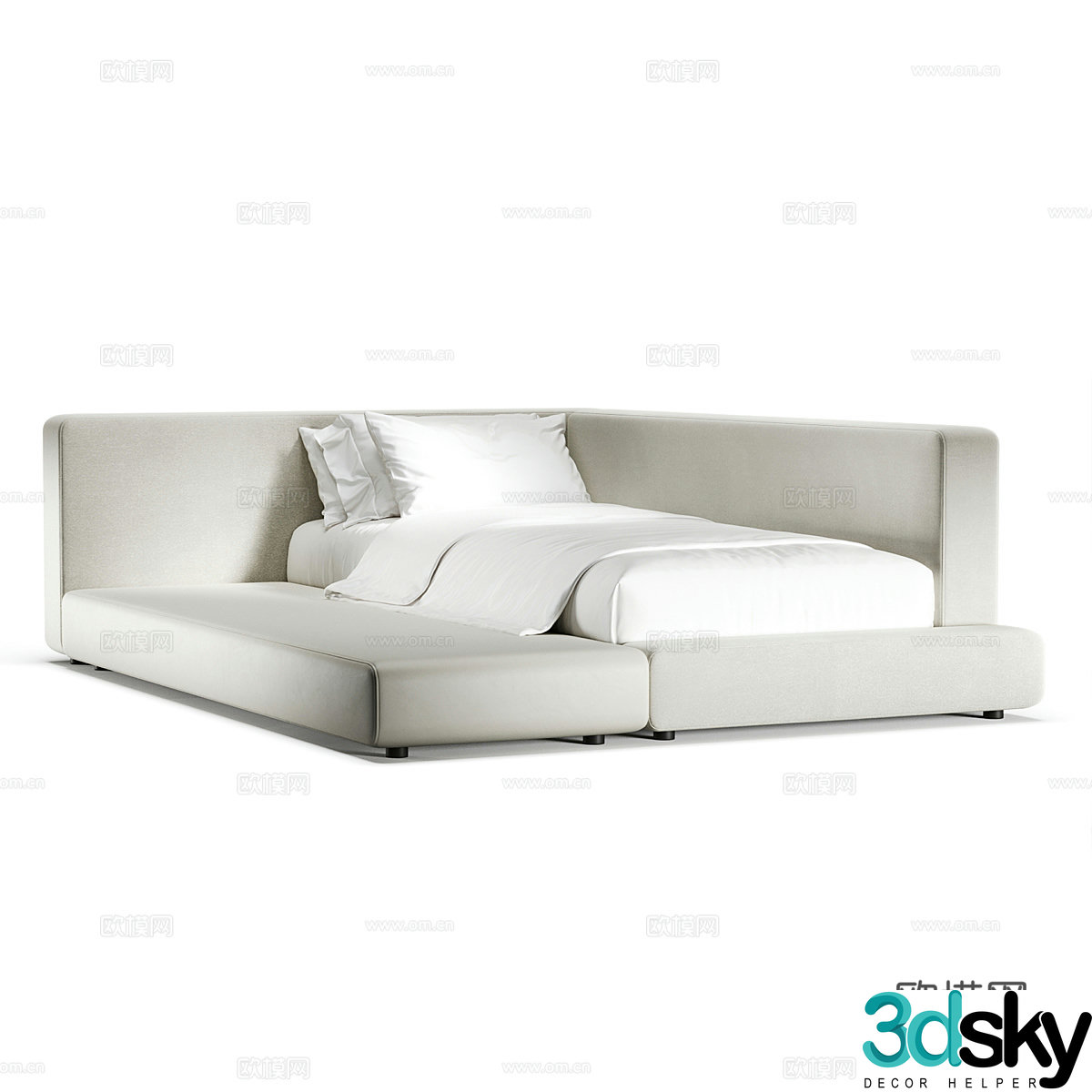 Modern simple single bed Single bed Simple bed Bedroom bed Pillow 3D model