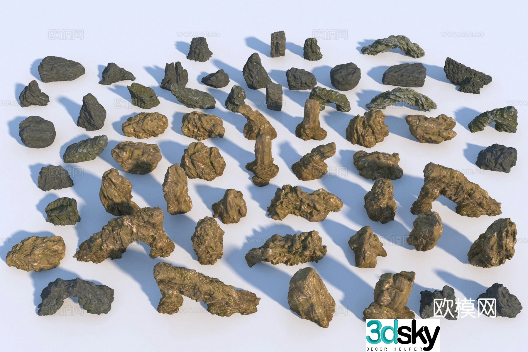Modern garden stone landscaping 3d model