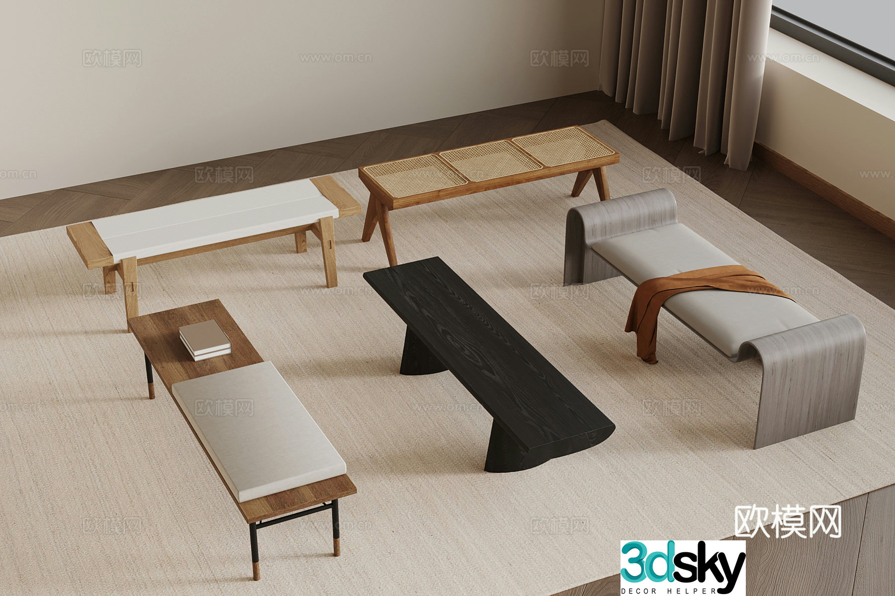 Jijifeng shoe replacement bench bench foot 3D model
