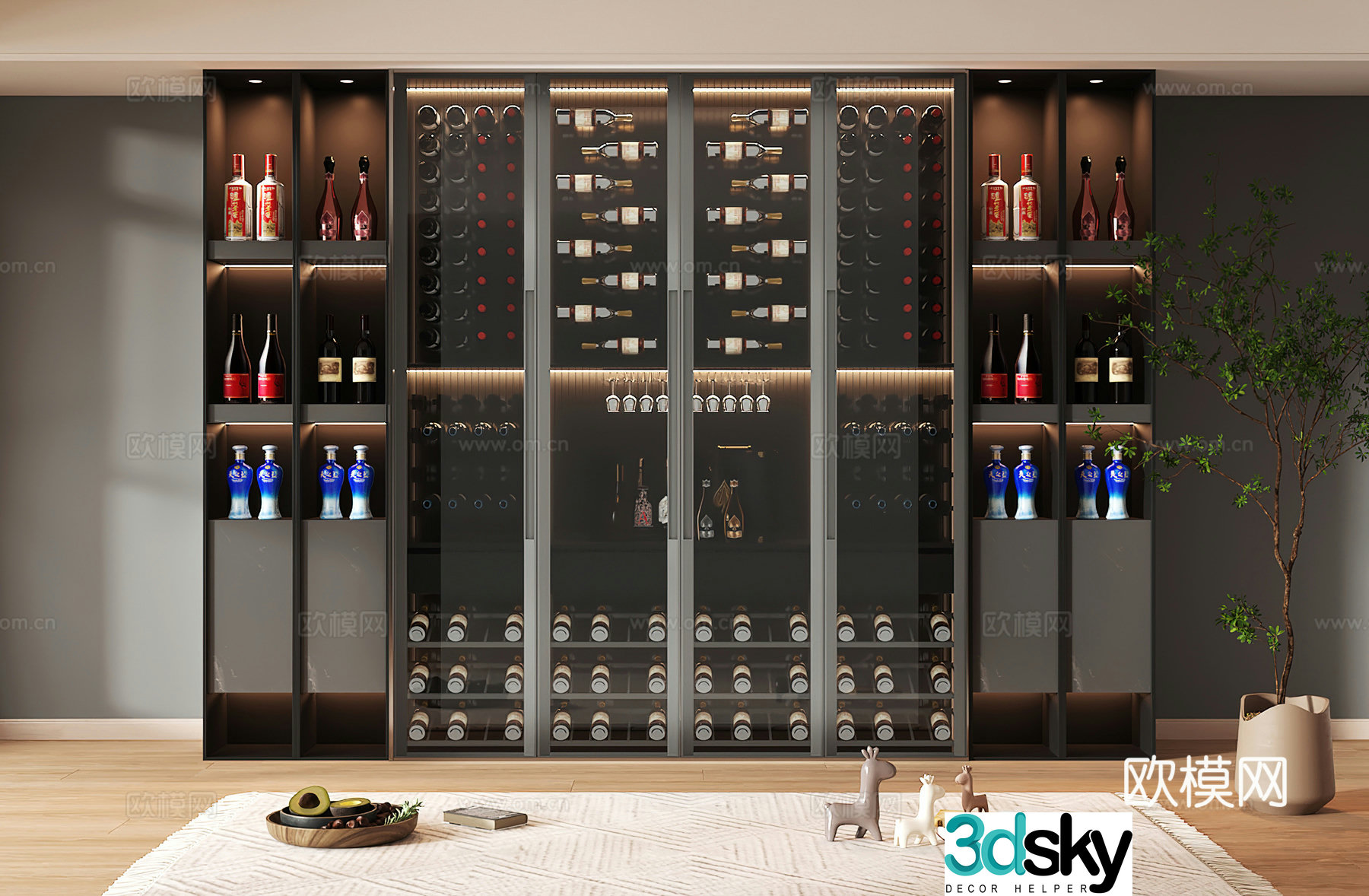 Wine cabinet design Wine cabinet red wine cabinet bar wine cabinet partition wine cabinet 3D model