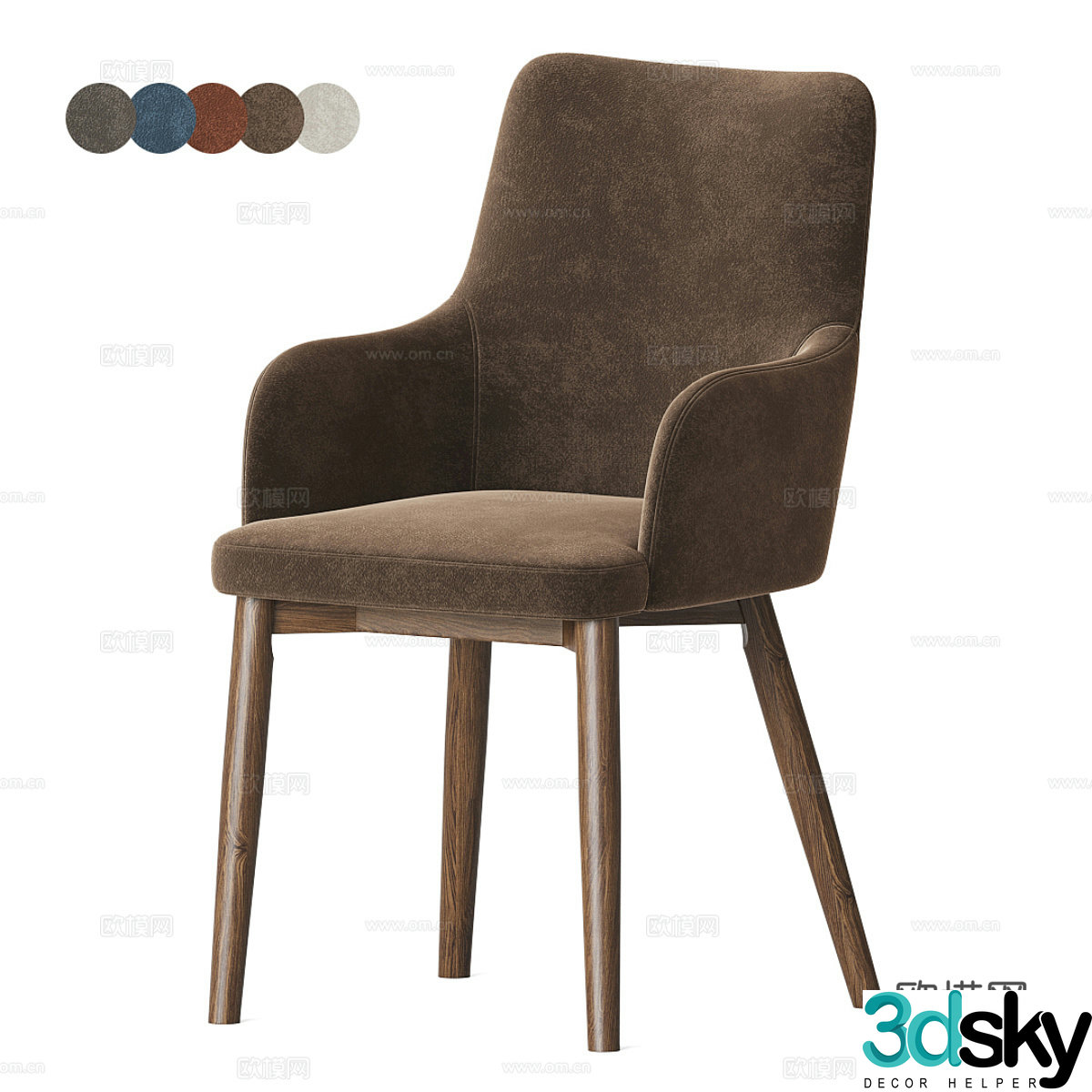New Chinese style fabric single chair 3D model