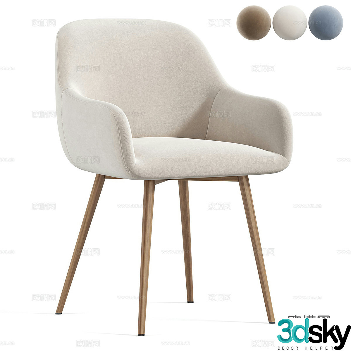 Modern Nordic Log Chair 3d Model