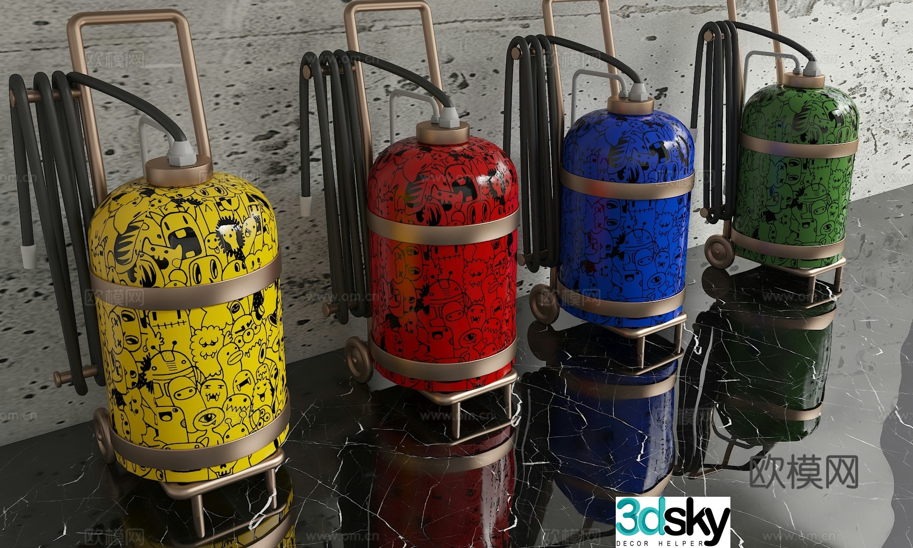 3D model of fire protection facilities