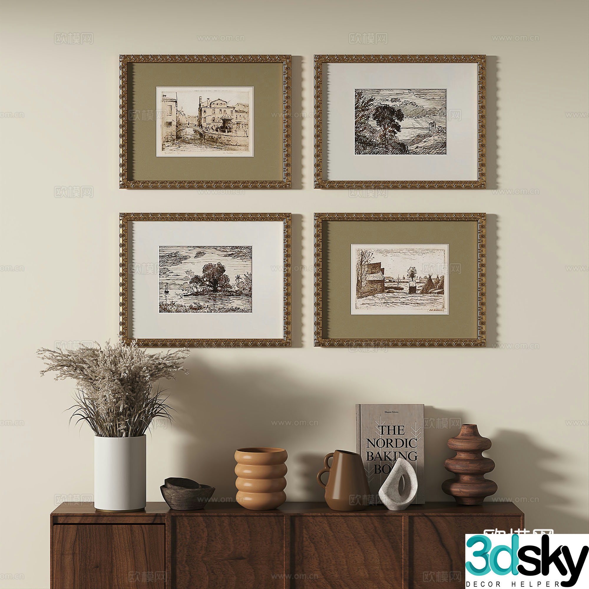 European French classical retro light luxury decorative painting 3d model