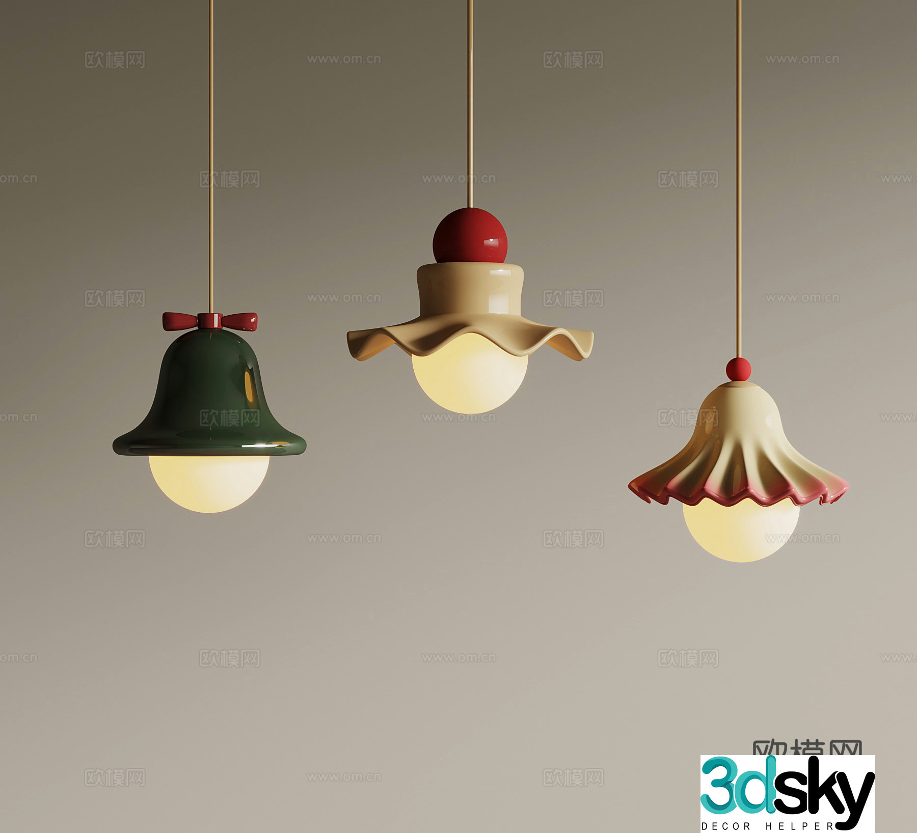 Chandelier Modern Cream Small Chandelier 3d Model