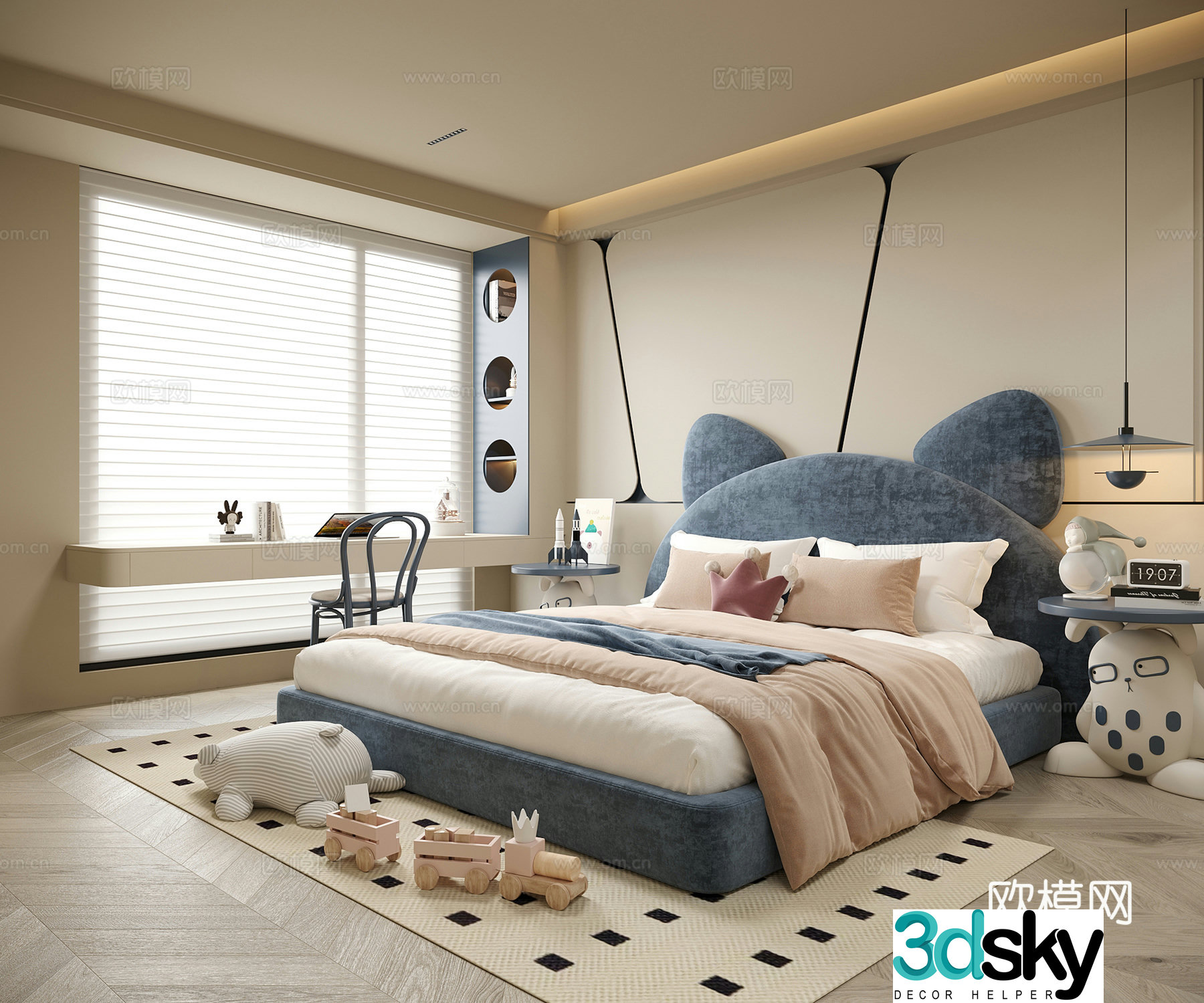 Modern boy room children’s room children’s desk chair children’s bed 3d model