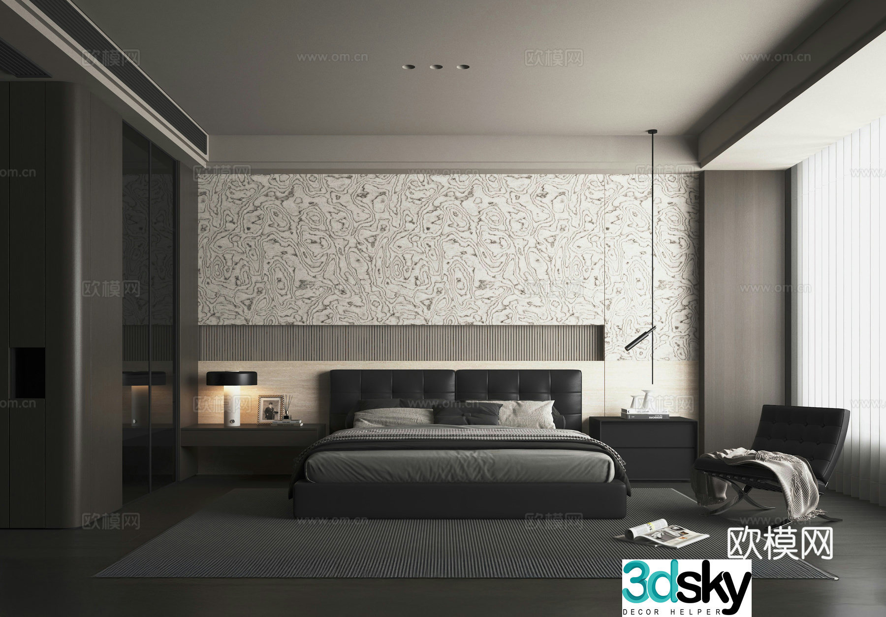 Italian simple master bedroom 3D model