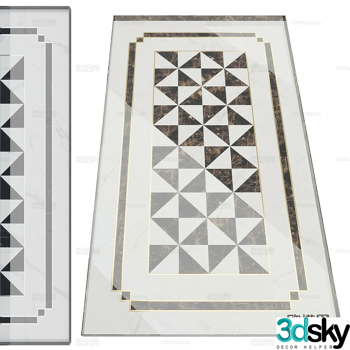 Modern French light luxury floor tiles parquet 3D model