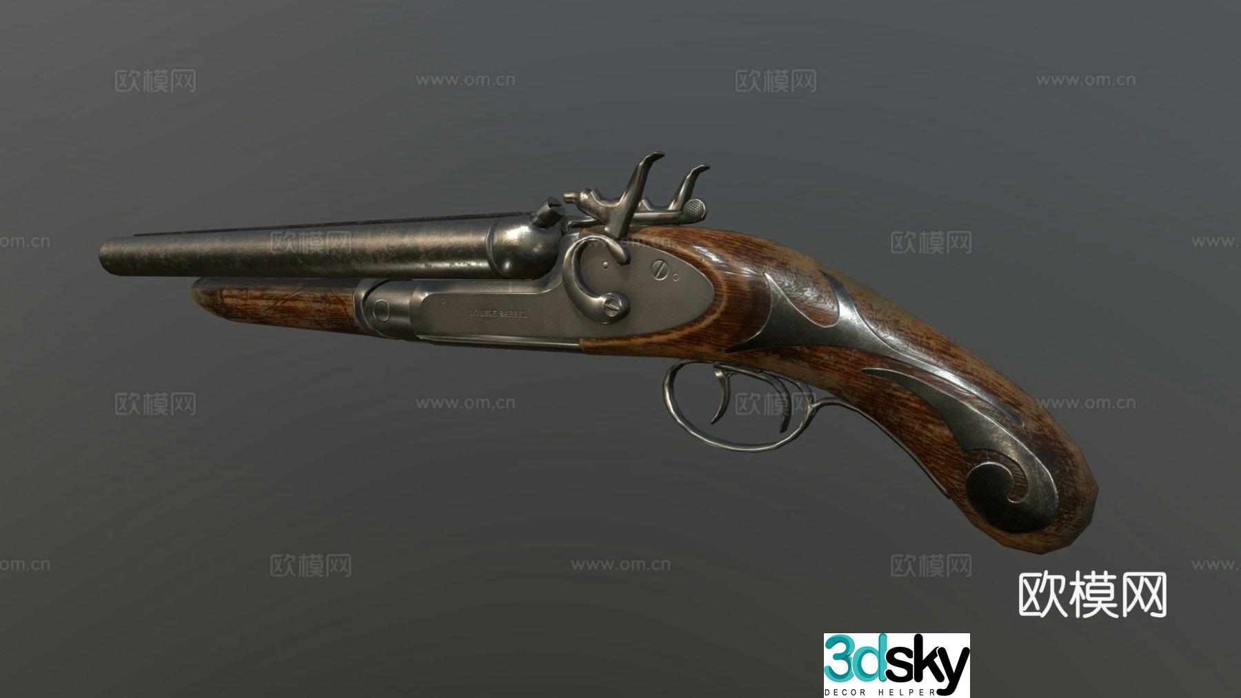 Double barrel gun 3d model