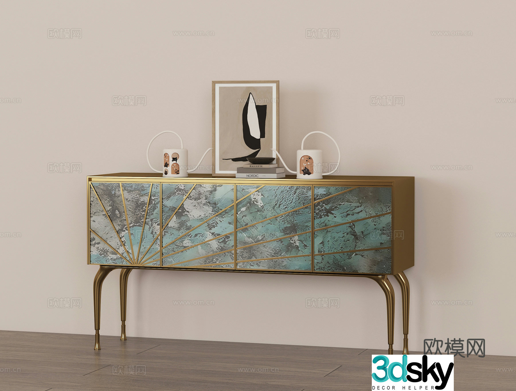 Modern light luxury end view cabinet 3D model
