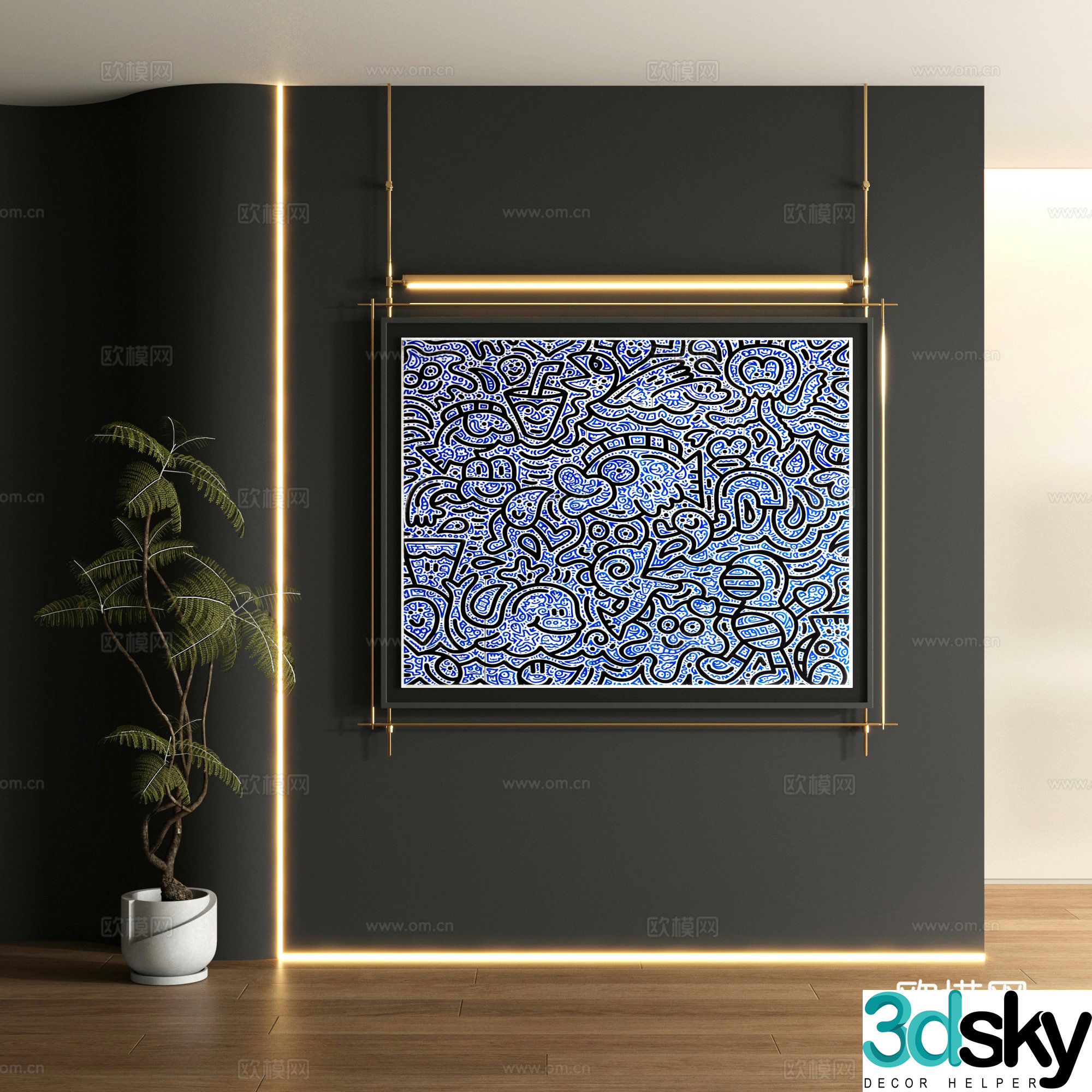 Modern graffiti decorative painting 3d model