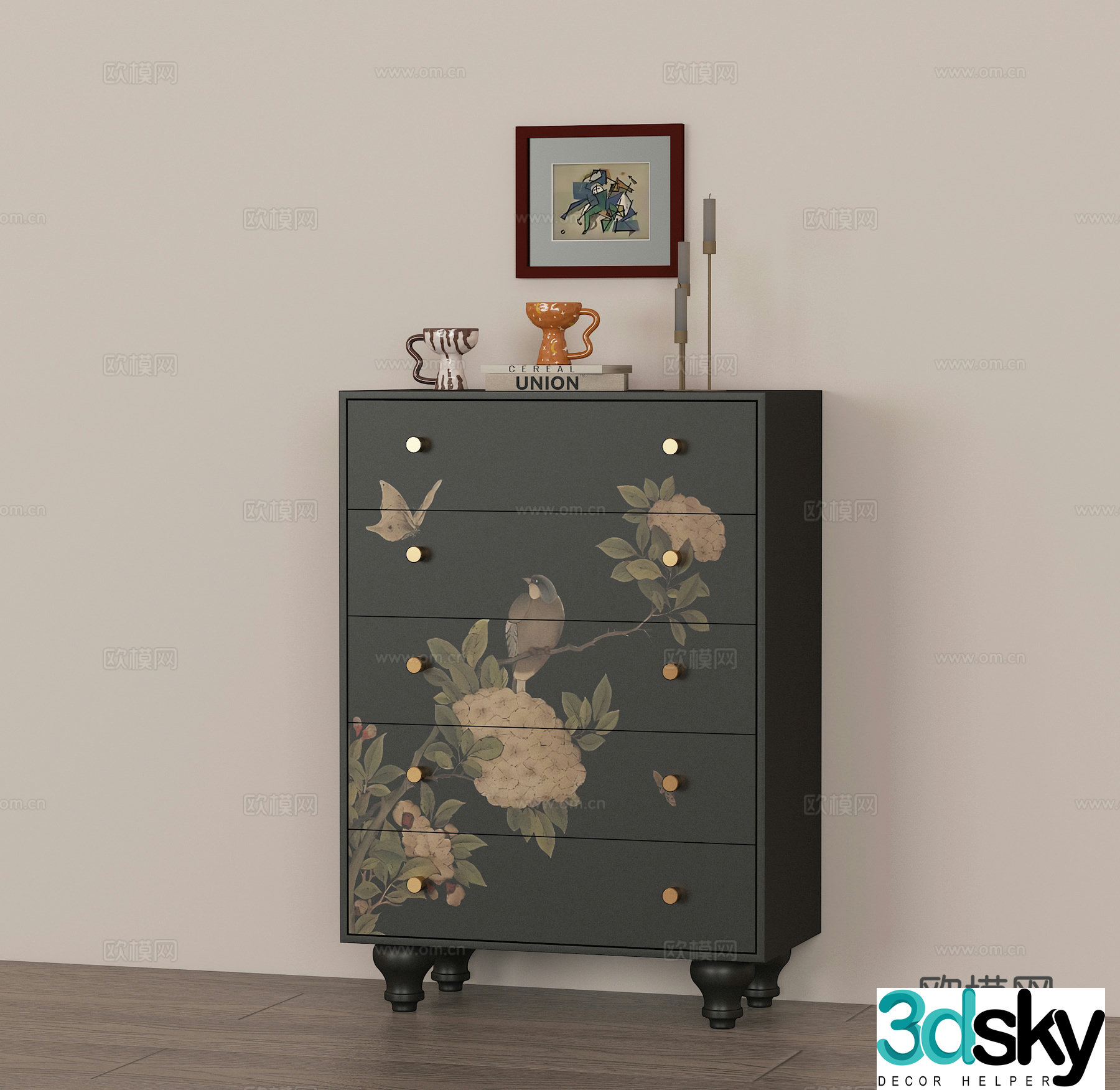 French retro chest of drawers 3d model