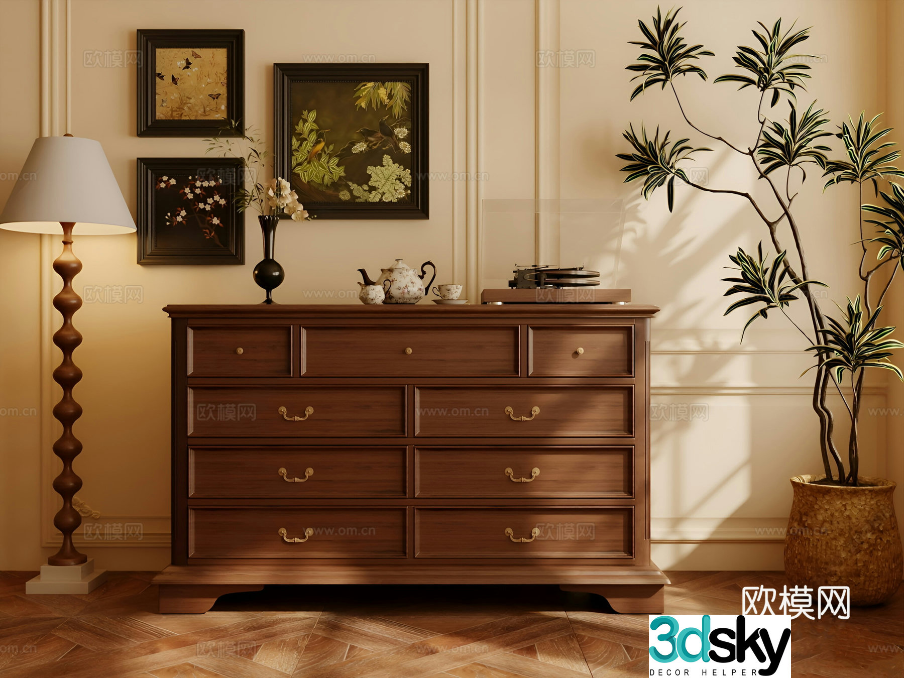 French American sideboard American decorative cabinet Sideboard sideboard sideboard ornaments Wine cabinet sideboard sideboard 3D model
