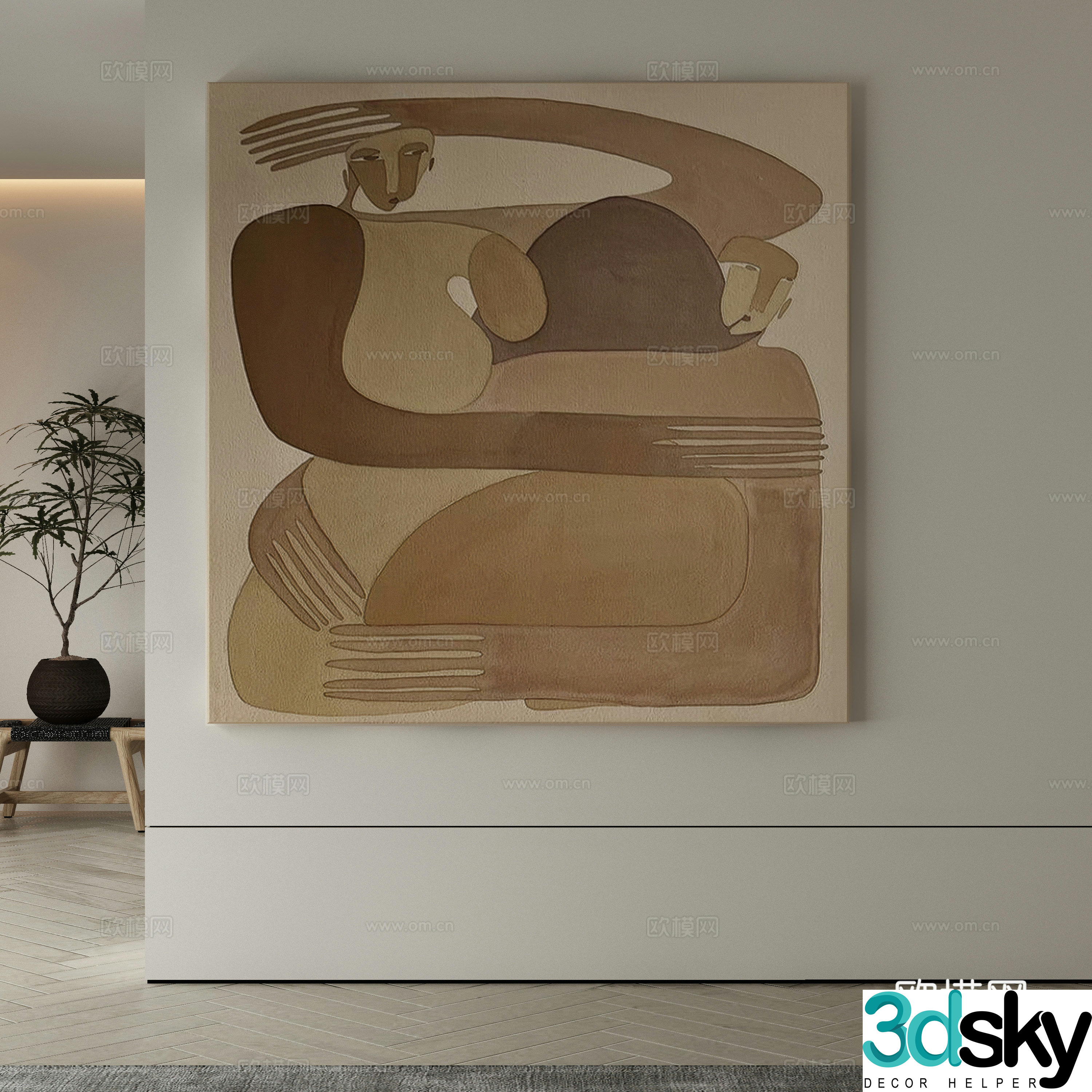 Modern Wasabi Hanging Painting Oil Painting 3D Model