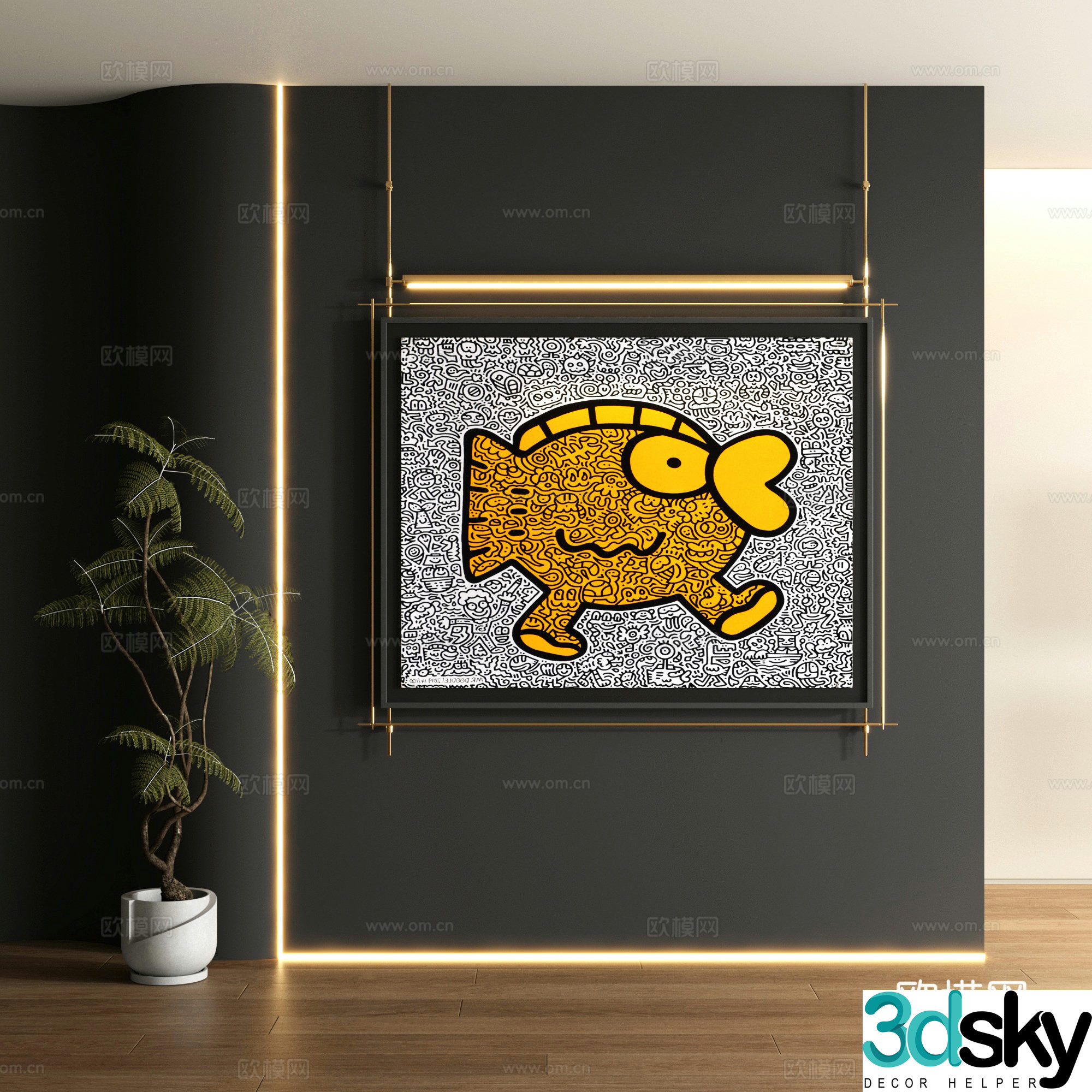 Modern graffiti decorative painting 3d model