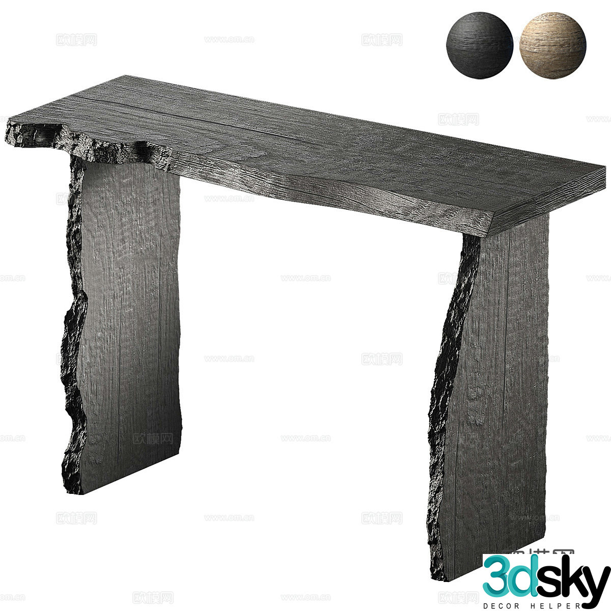 New Chinese style Wasabi solid wood end viewing platform 3D model