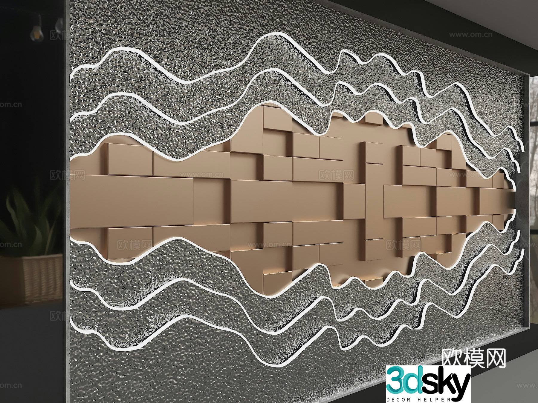 Modern background wall 3d model
