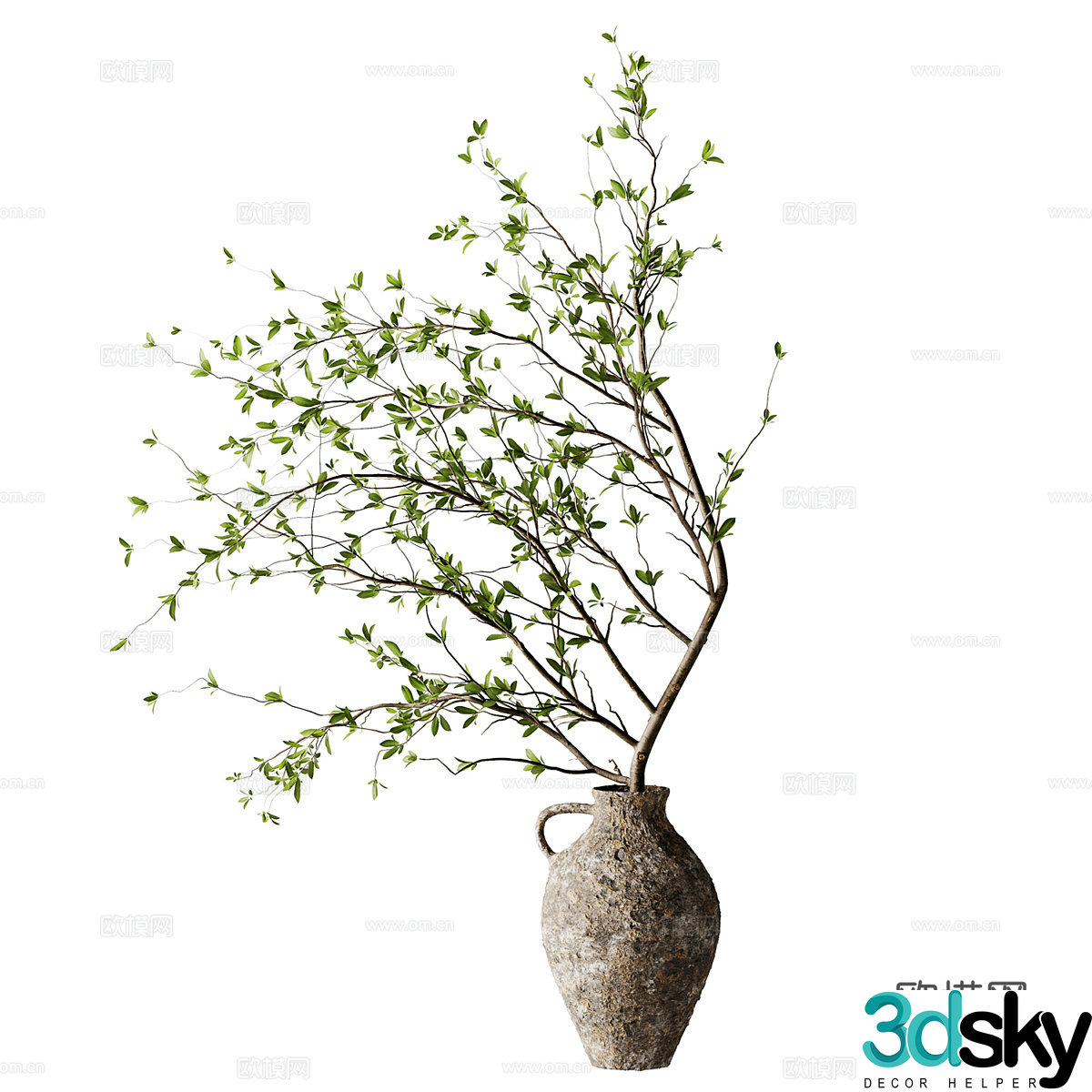 New Chinese style waive vase flower art 3D model