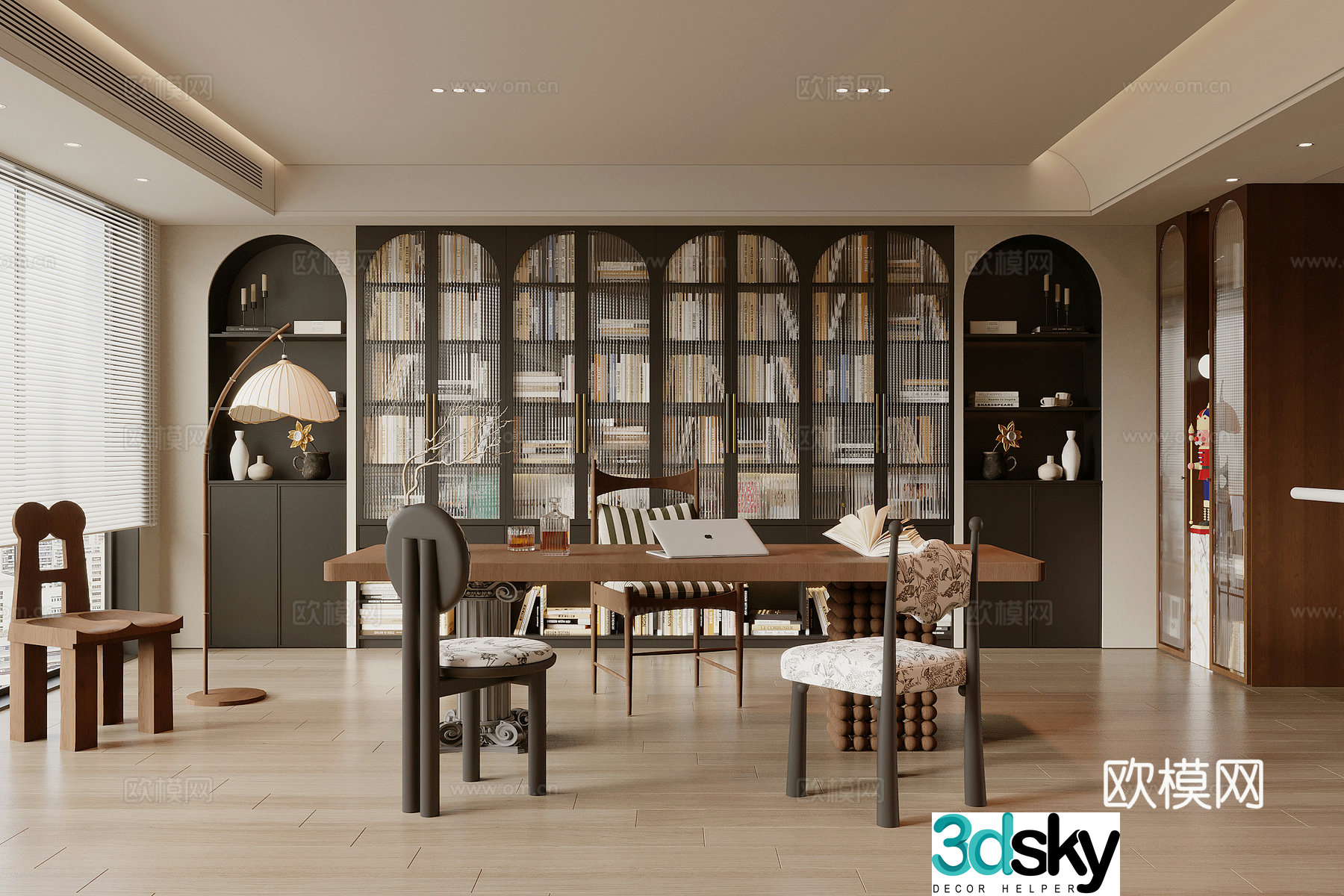 3D model of medieval style bookcase