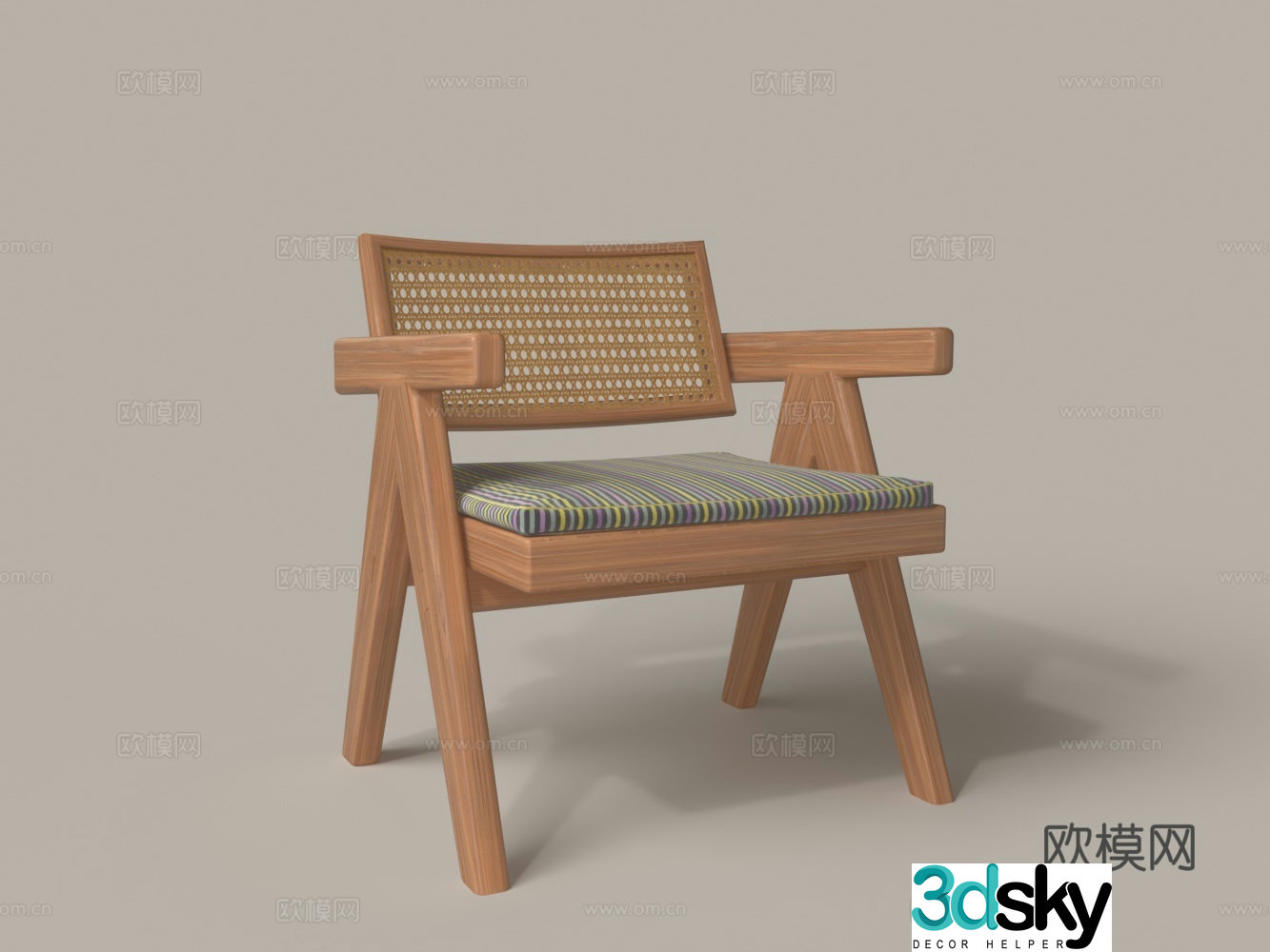 Modern solid wood leisure chair 3d model