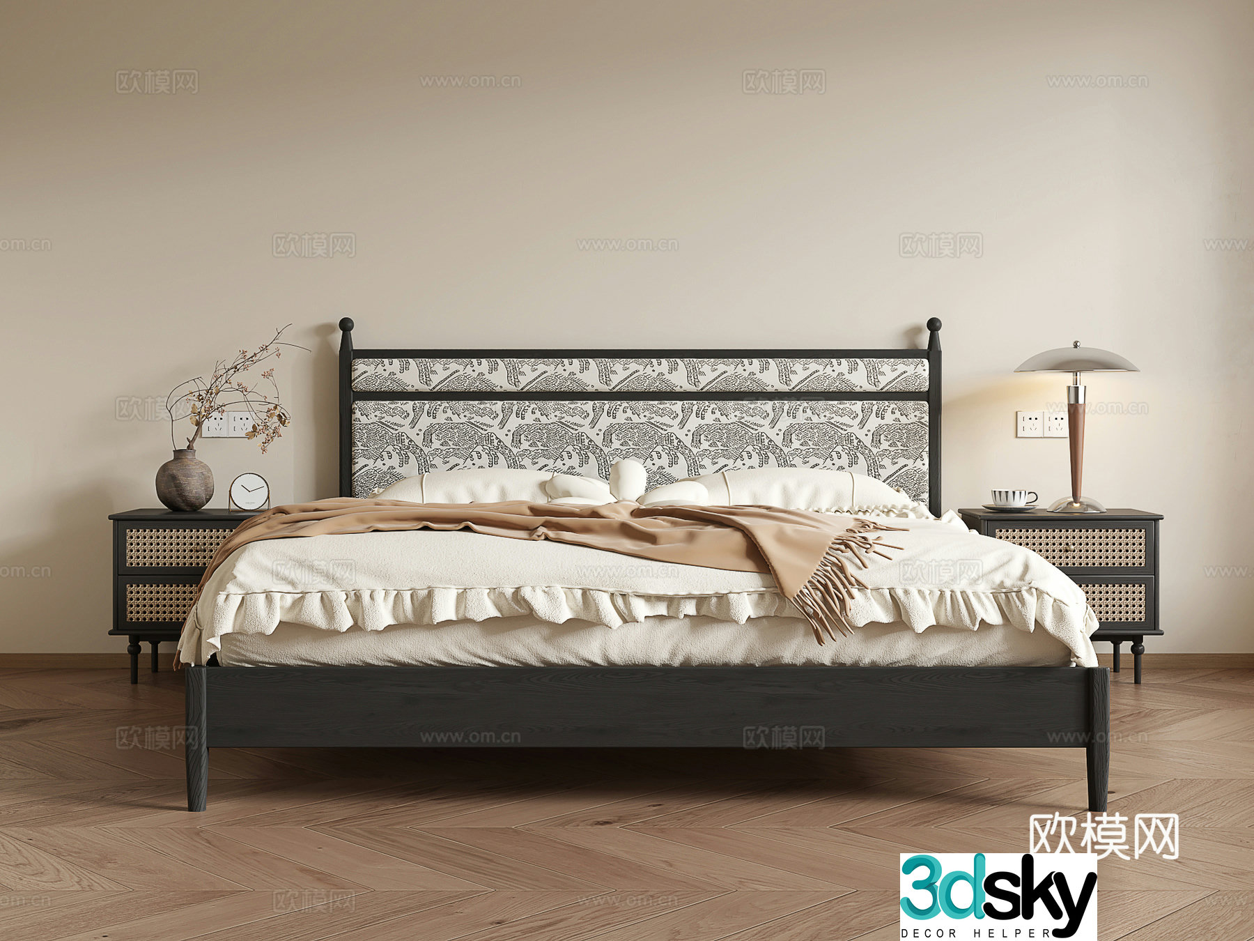 Middle-aged double bed 3D model