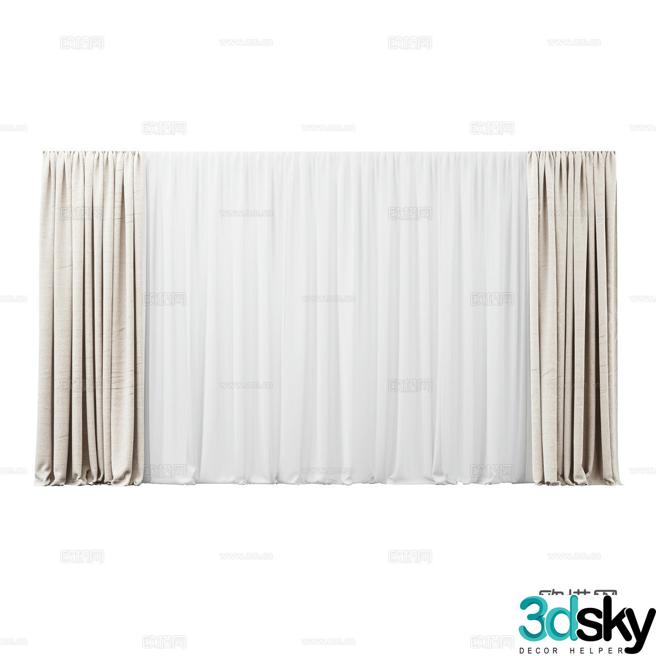 Baumann Modern fabric curtains Minimalist curtains Fabric curtains Fabric curtains Gauze curtains 3D model