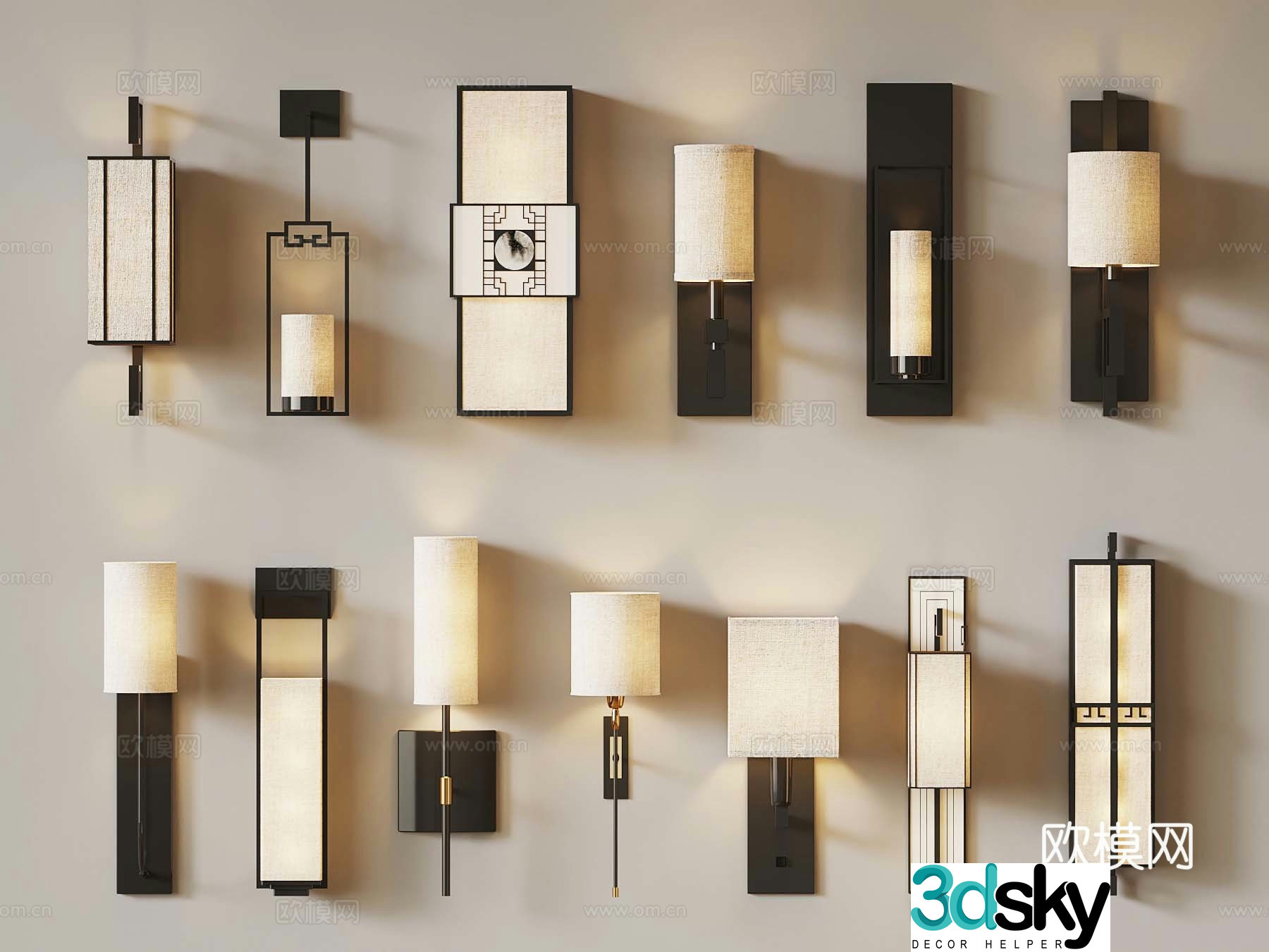 New Chinese style wall lamp garden lamp outdoor lamp 3d model