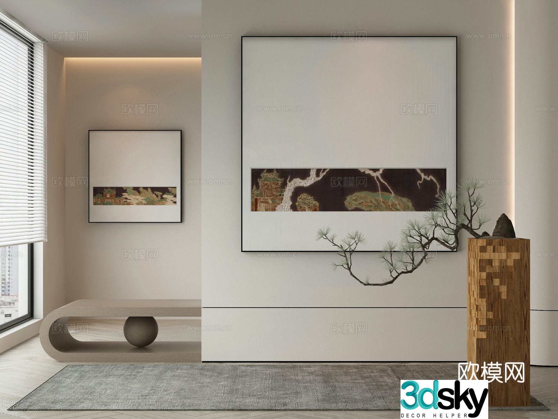 New Chinese style wasabi paintings oil paintings 3D model