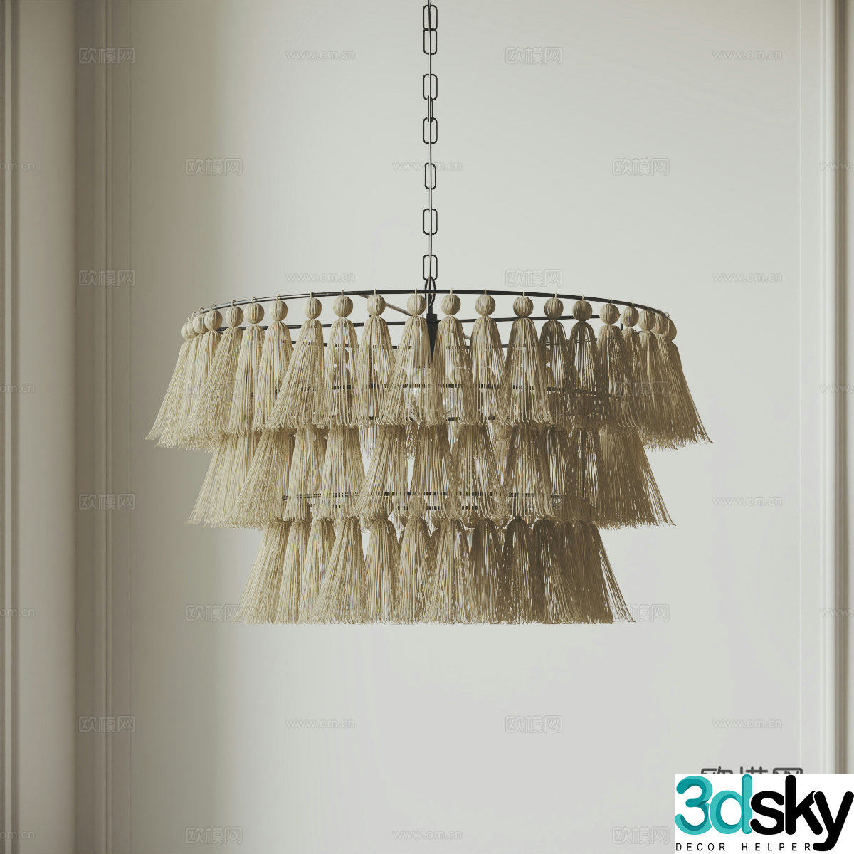 Nordic chandeliers linen cotton thread braided chandeliers tassel chandeliers bohemian chandeliers homestay 3d model
