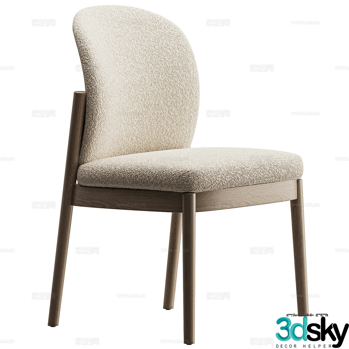 New Chinese style wooden fabric single chair 3D model