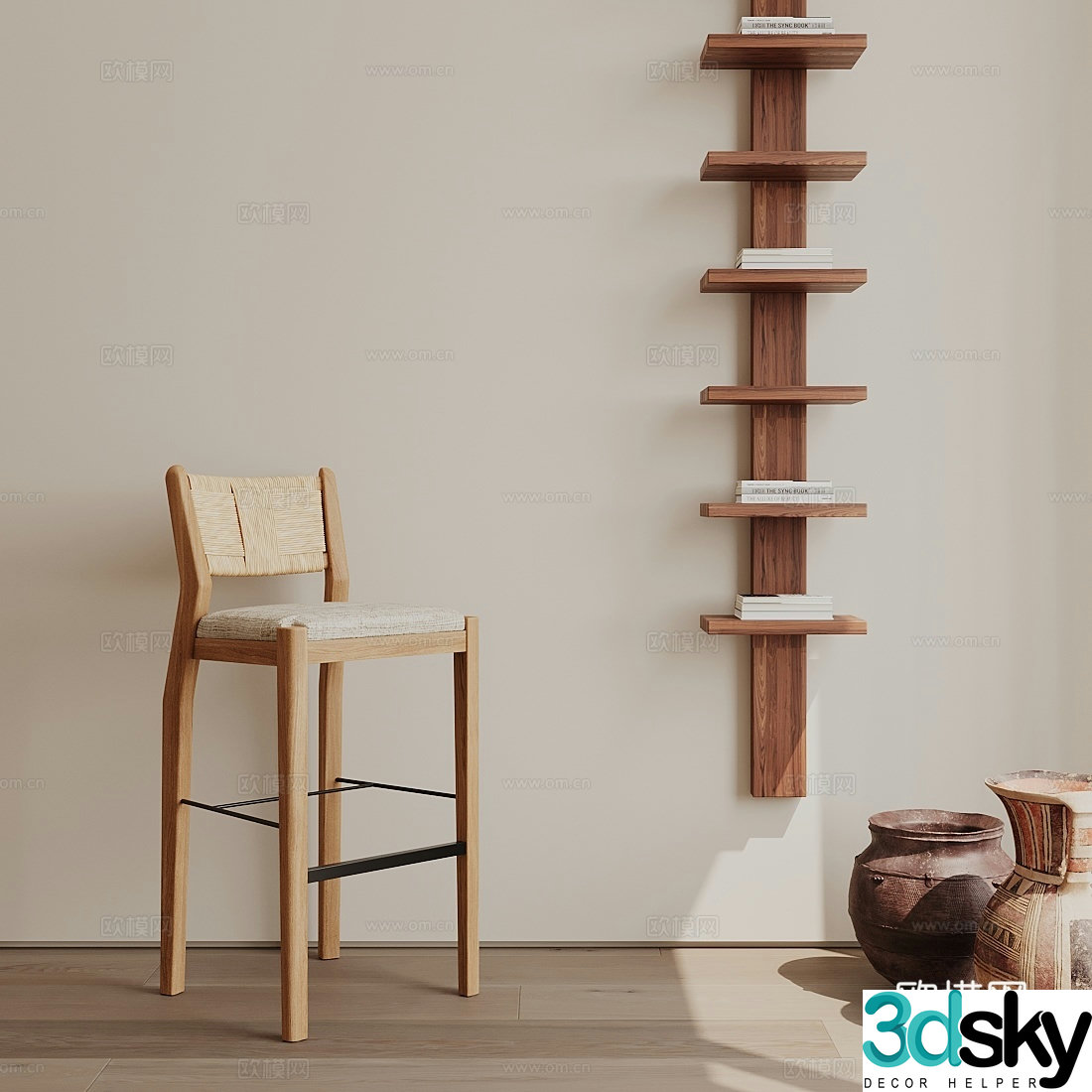 Modern medieval bar chair combination 3D model