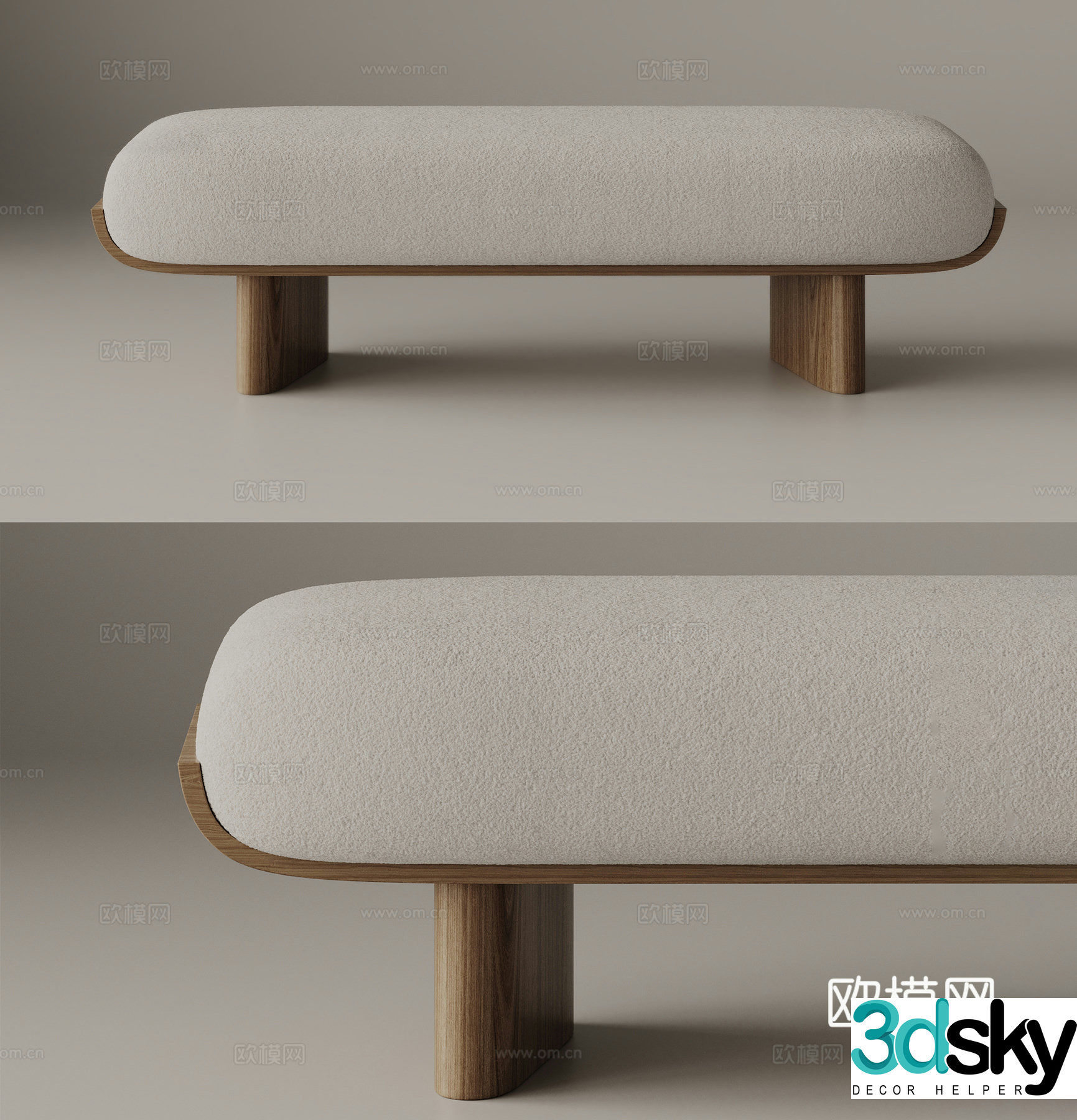 Fabric bench Fabric bed stool Sofa bench 3D model