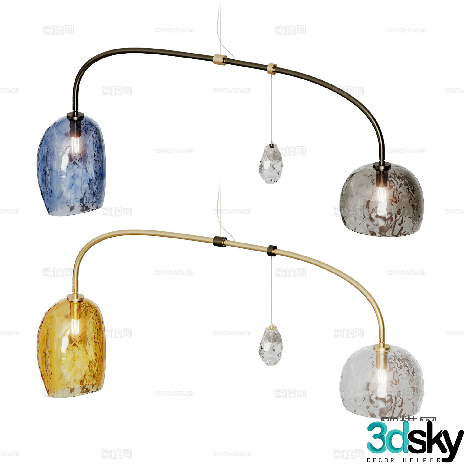 Modern light luxury minimalist decorative chandeliers 3D model