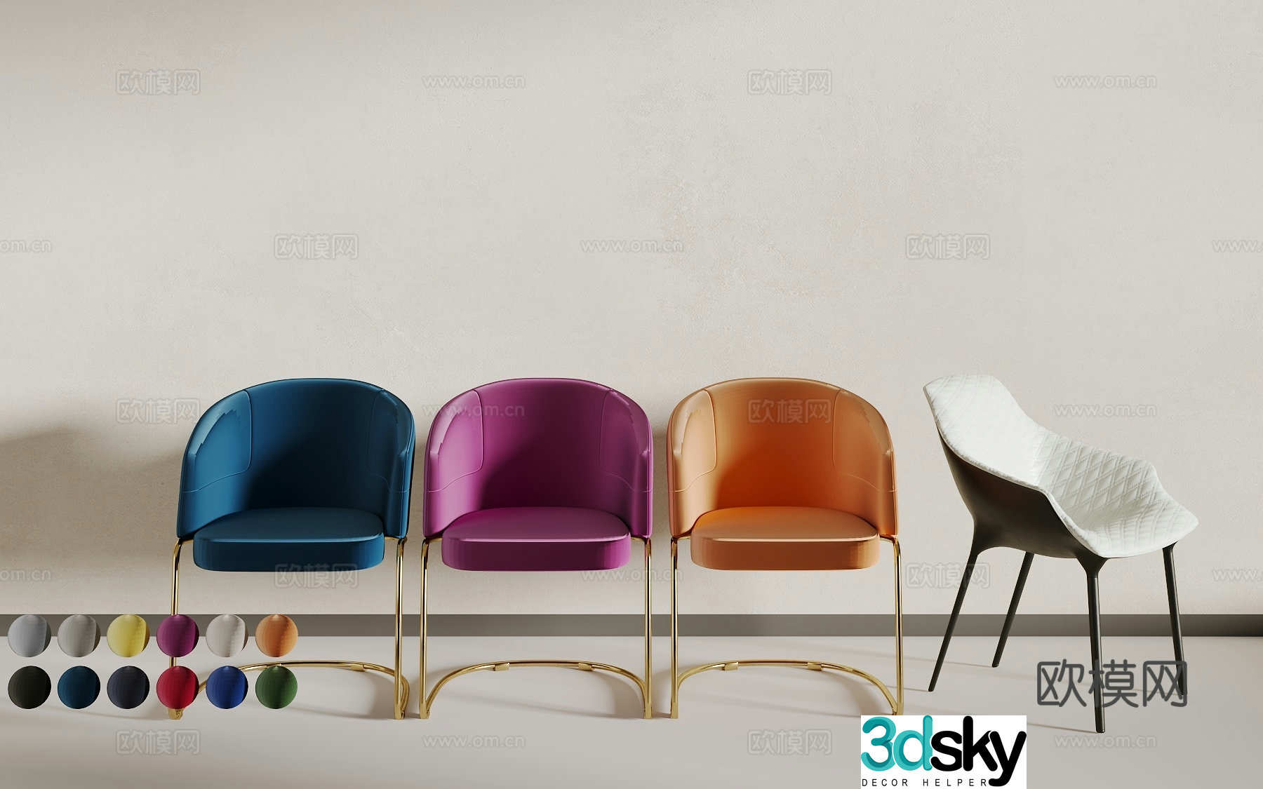 Light luxury dining chair 3D model