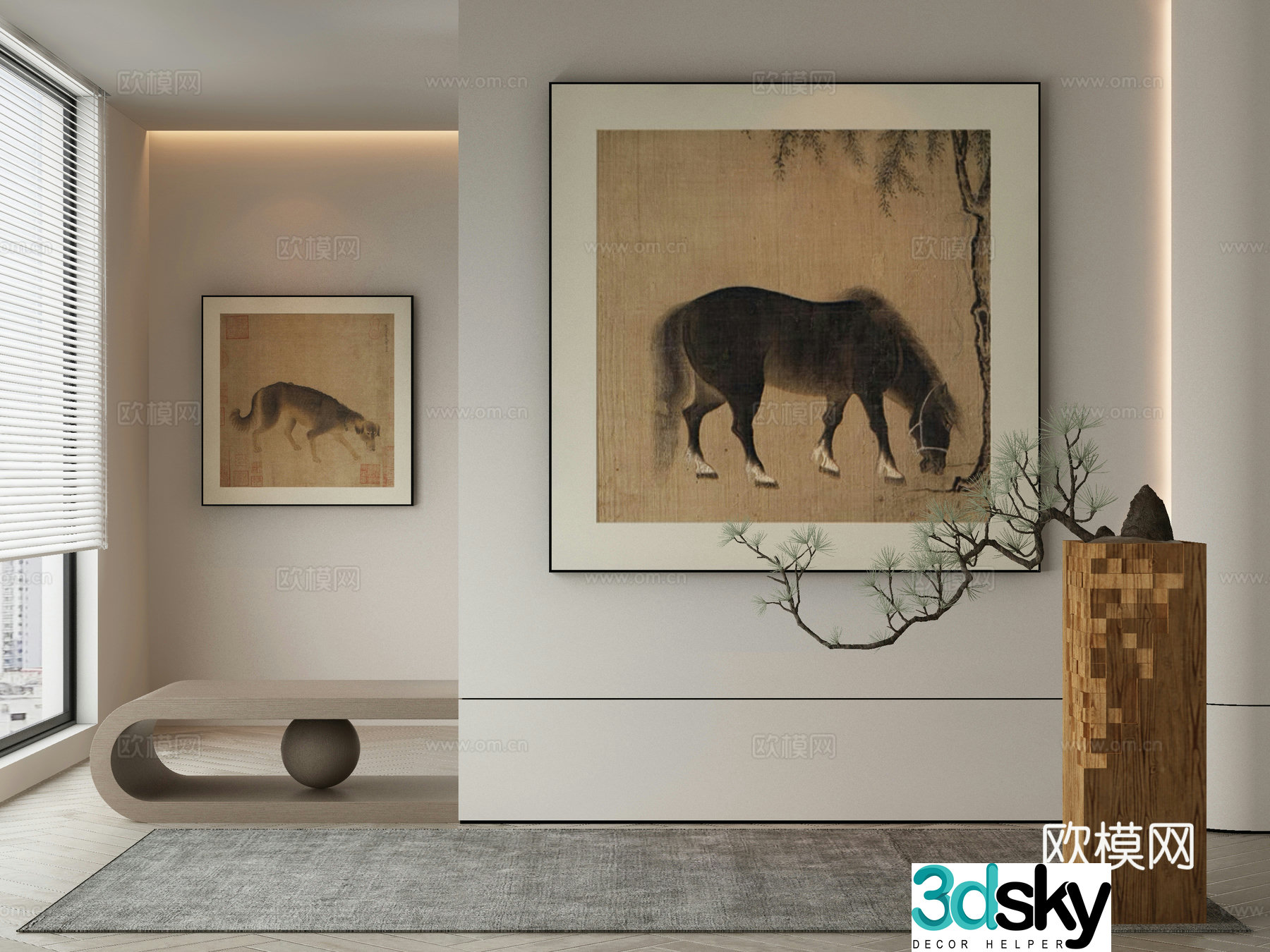 New Chinese style wasabi paintings oil paintings 3D model