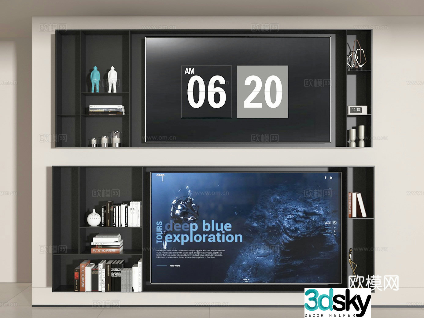 3d model of TV background wall