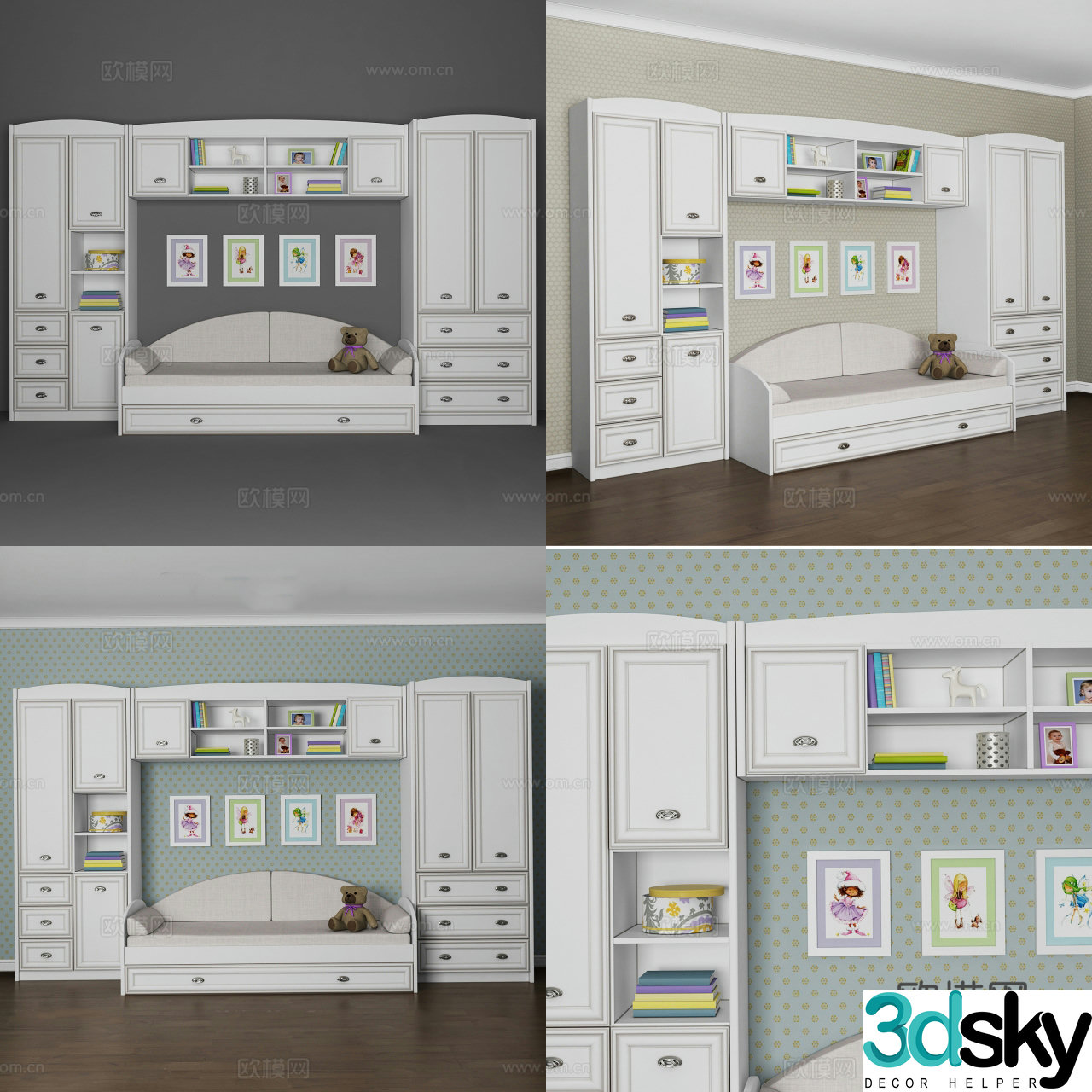Nordic children’s room cabinet 3d model