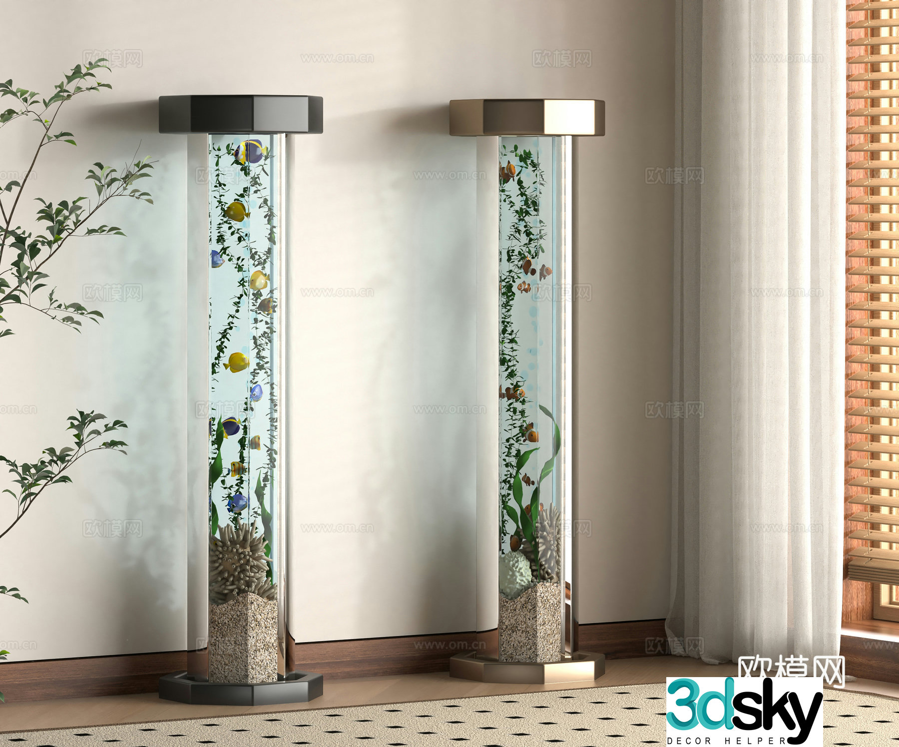 Modern fish tank 3d model