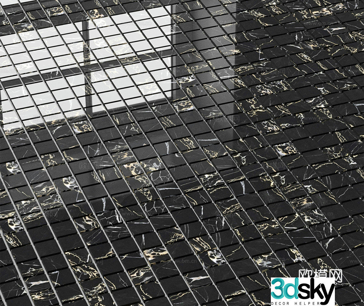 Marble mosaic dark marble floor marble floor tiles Bauhaus floor tiles 3d model
