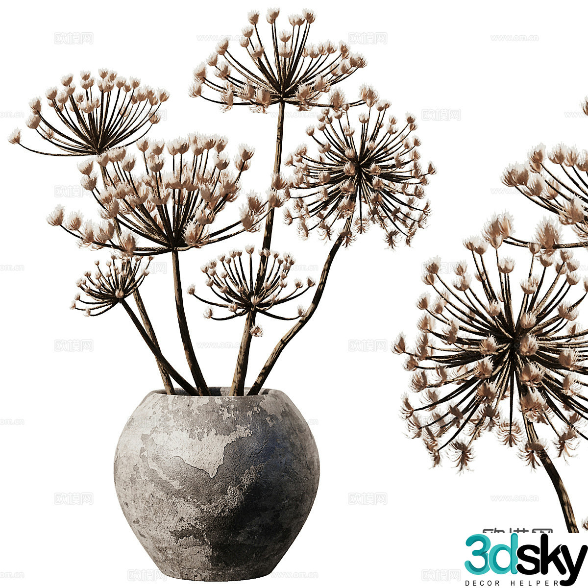 New Chinese style waive vase flower art 3D model