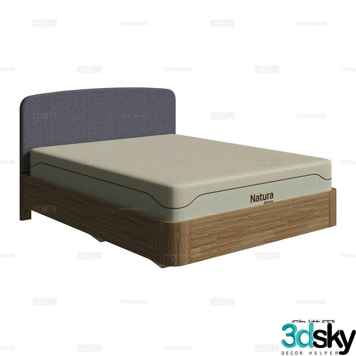Nordic simple double bed double bed simple bed bedroom bed 3d model